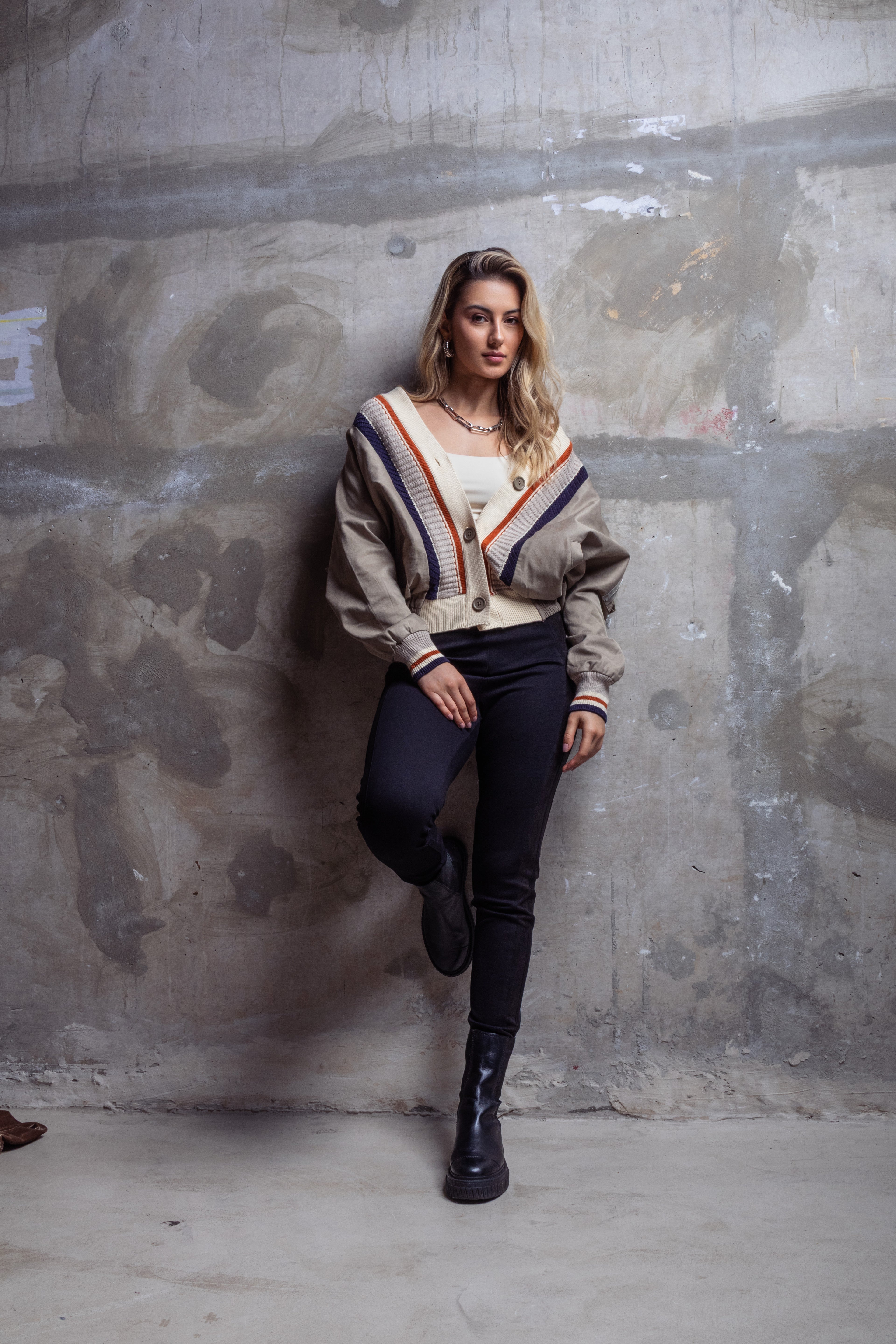 Jaqueta sarja e tricot