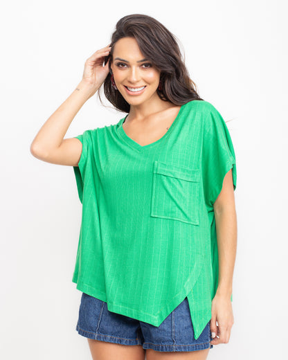 Blusa malha com recorte