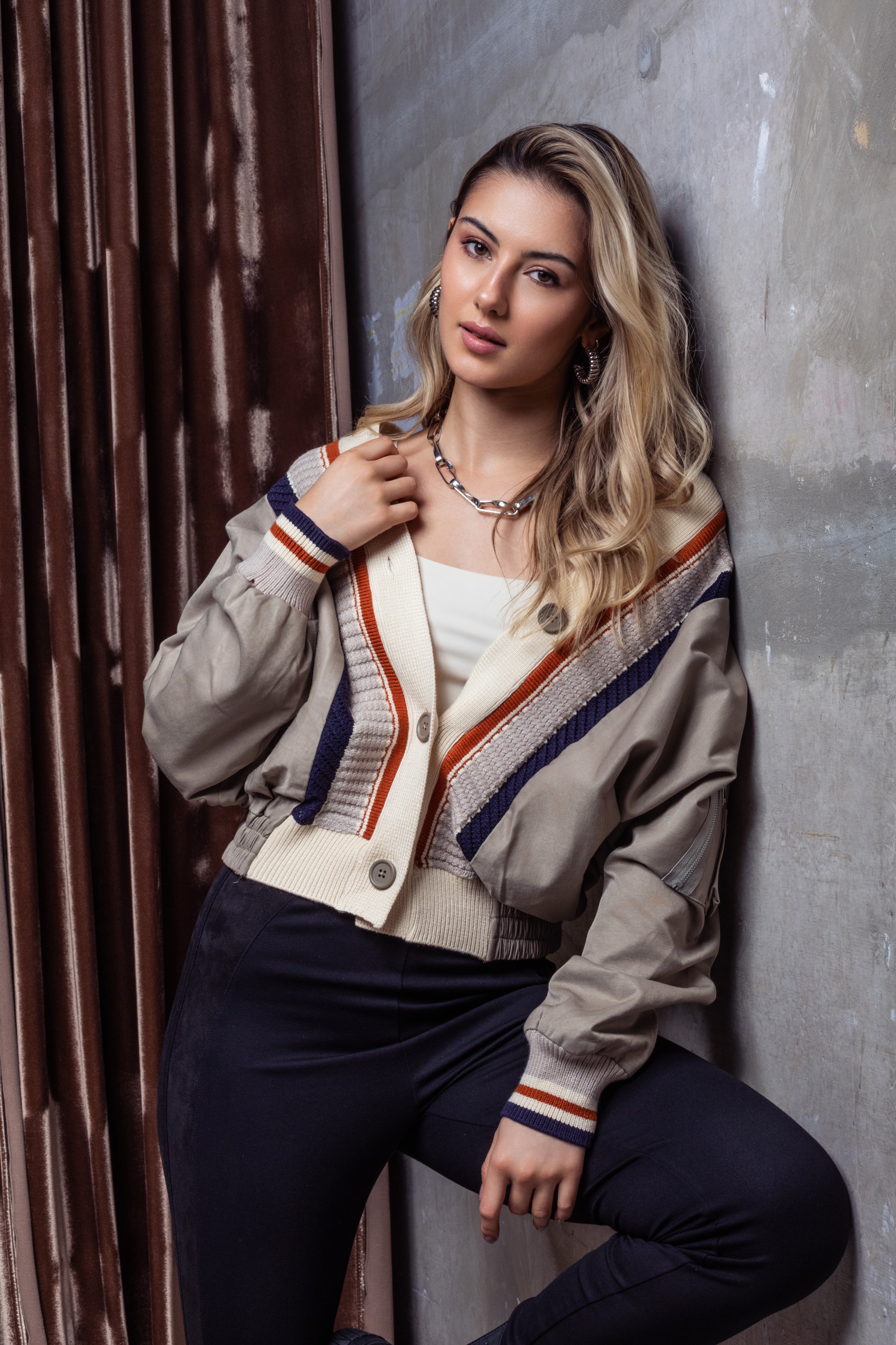 Jaqueta sarja e tricot