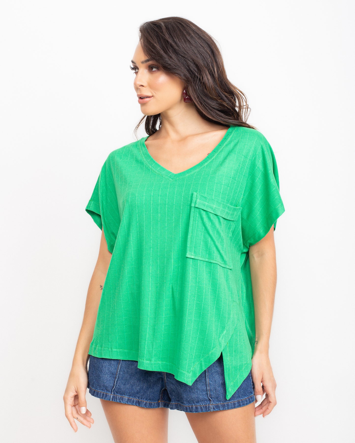 Blusa malha com recorte