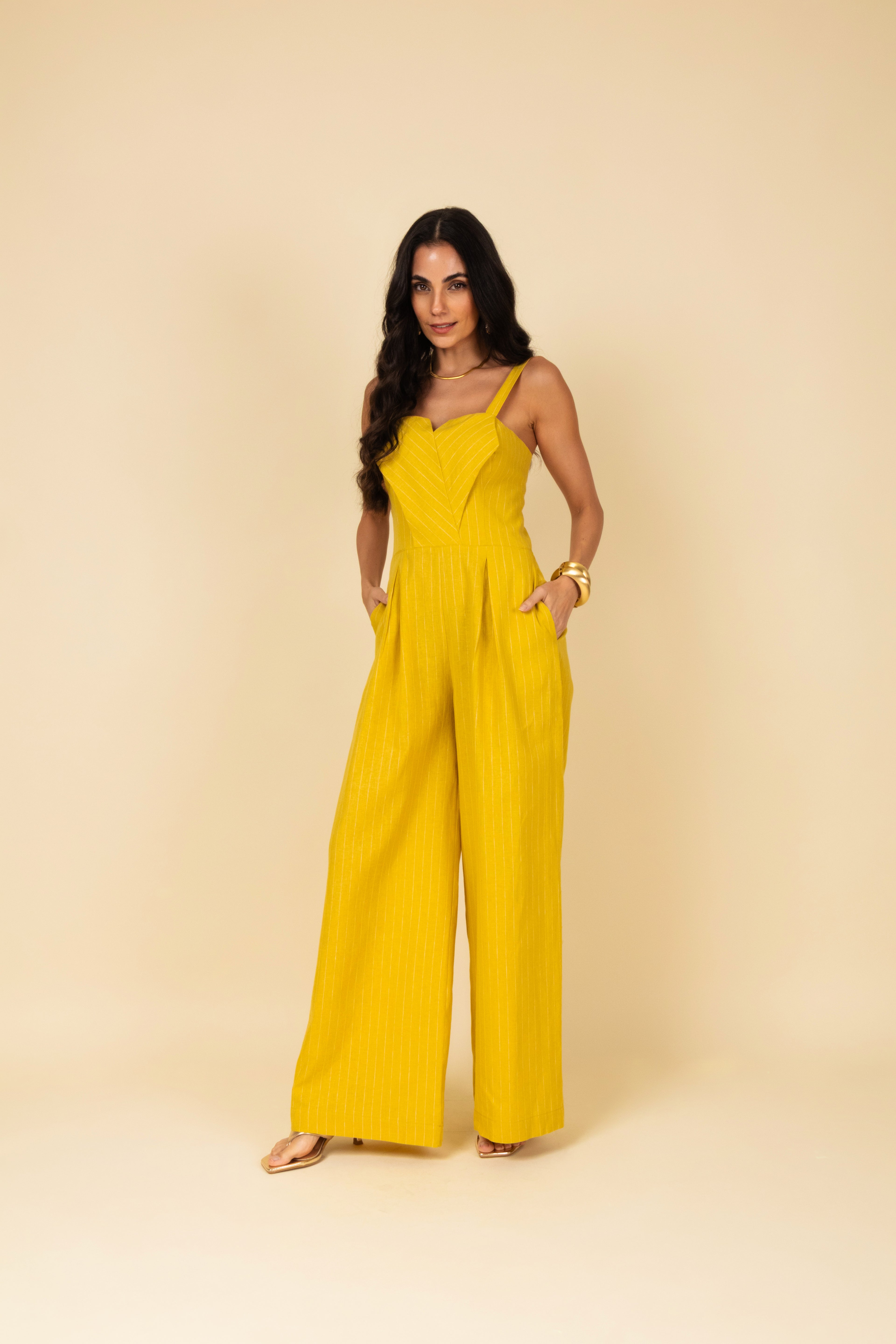 Macacão com estampa de listras