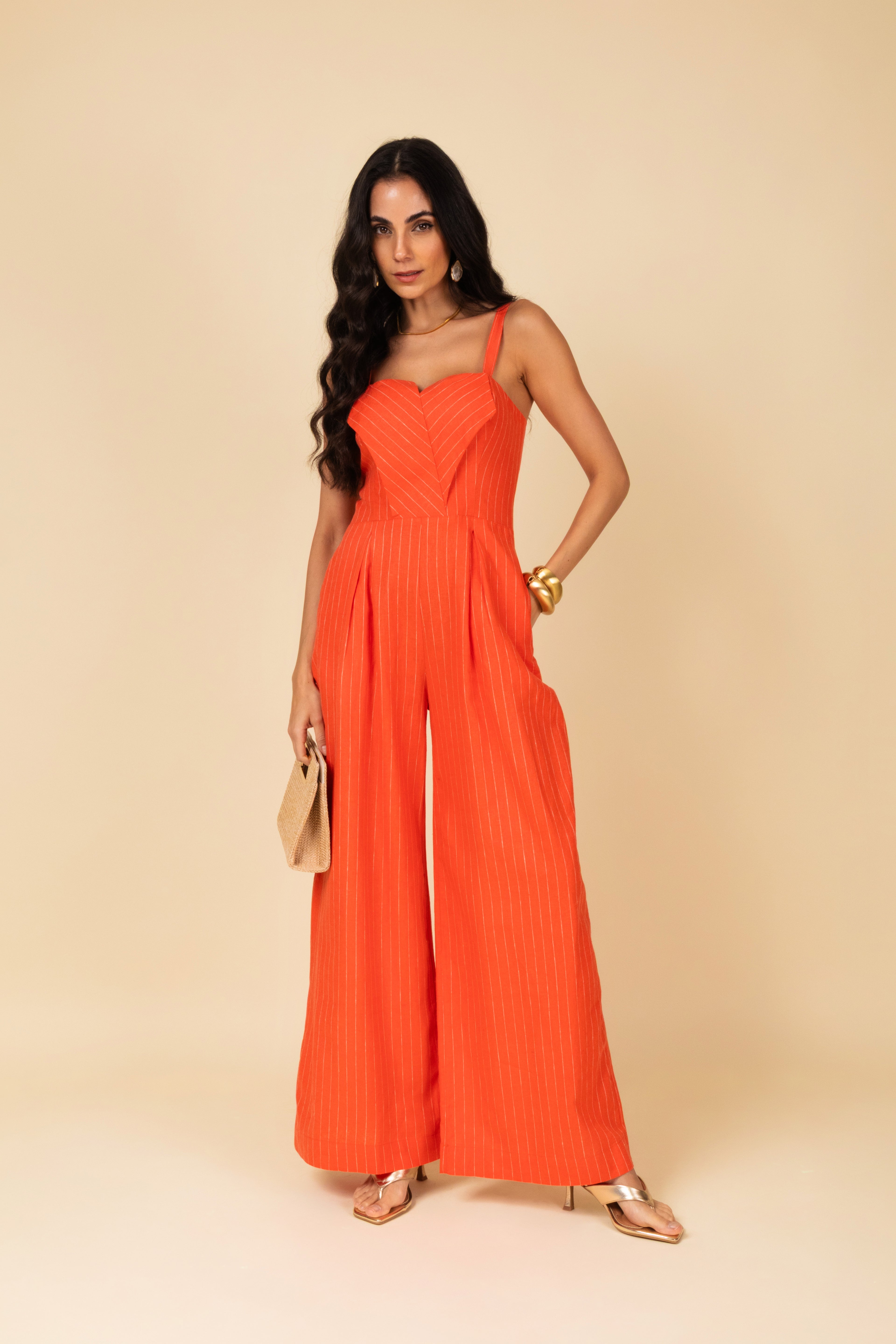 Macacão com estampa de listras