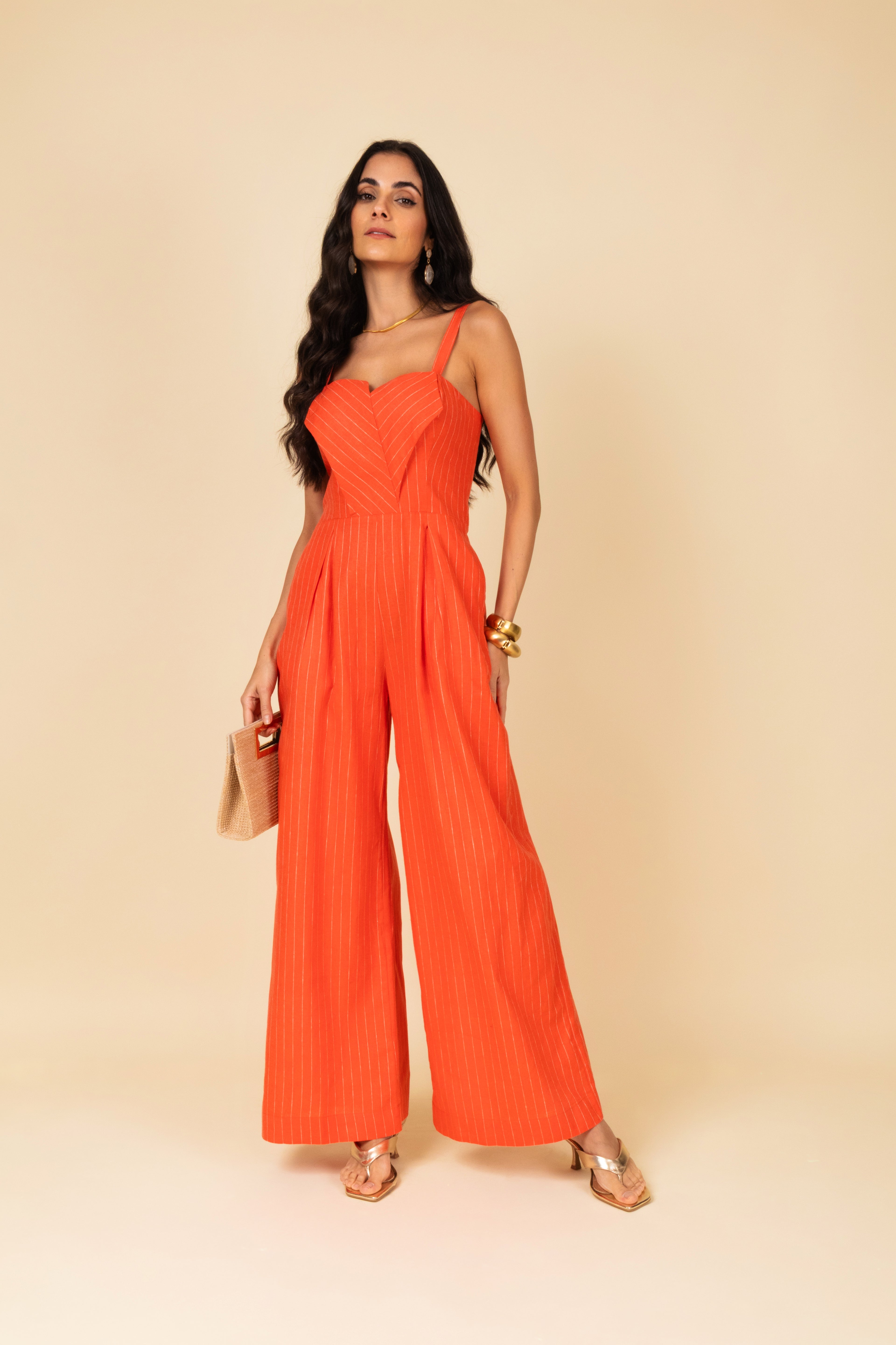 Macacão com estampa de listras