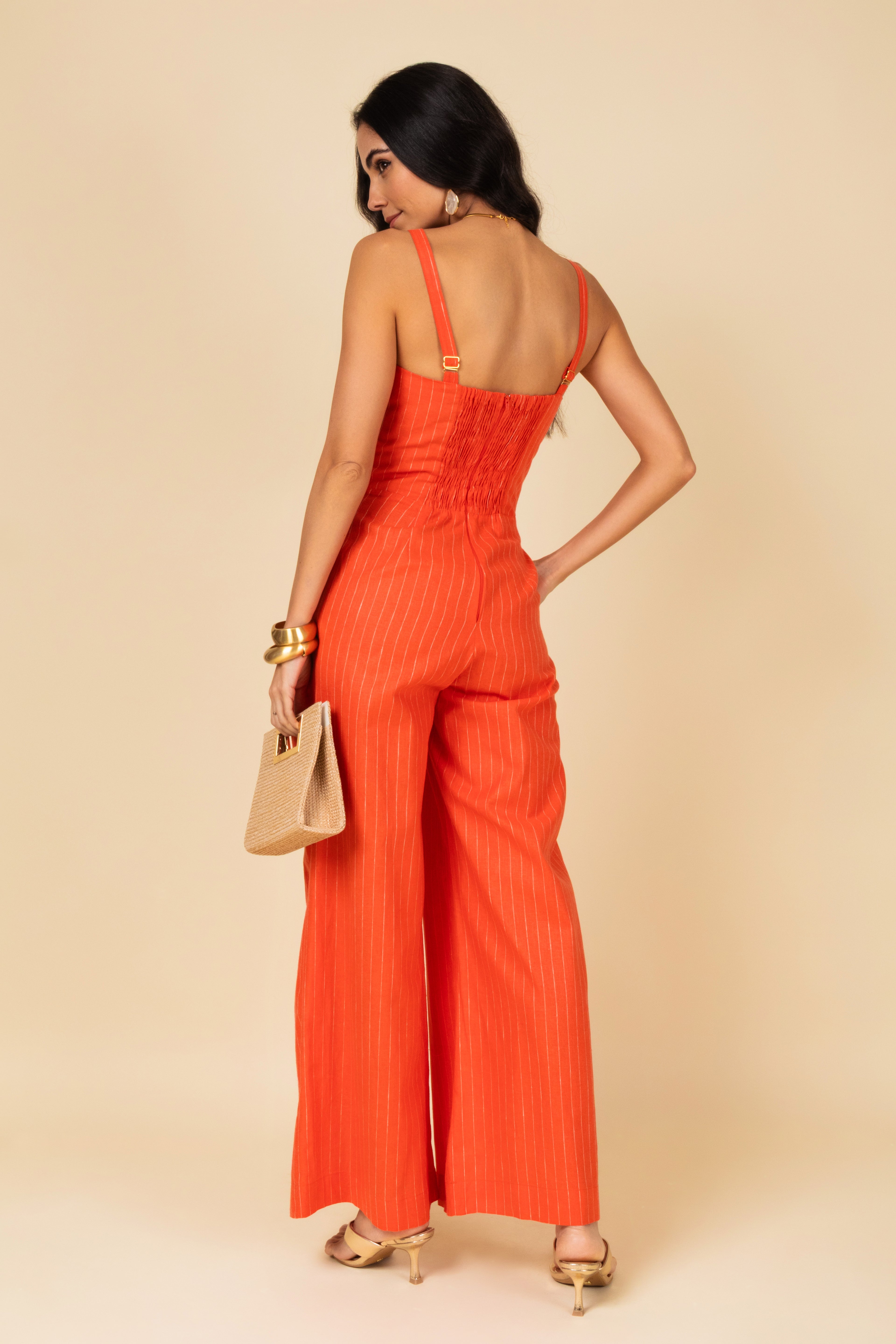 Macacão com estampa de listras