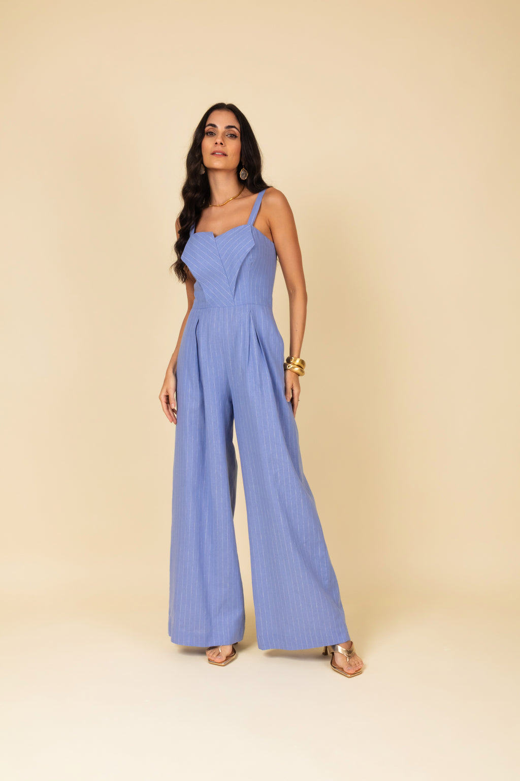 Macacão com estampa de listras