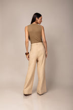 Calça pantalona de linho