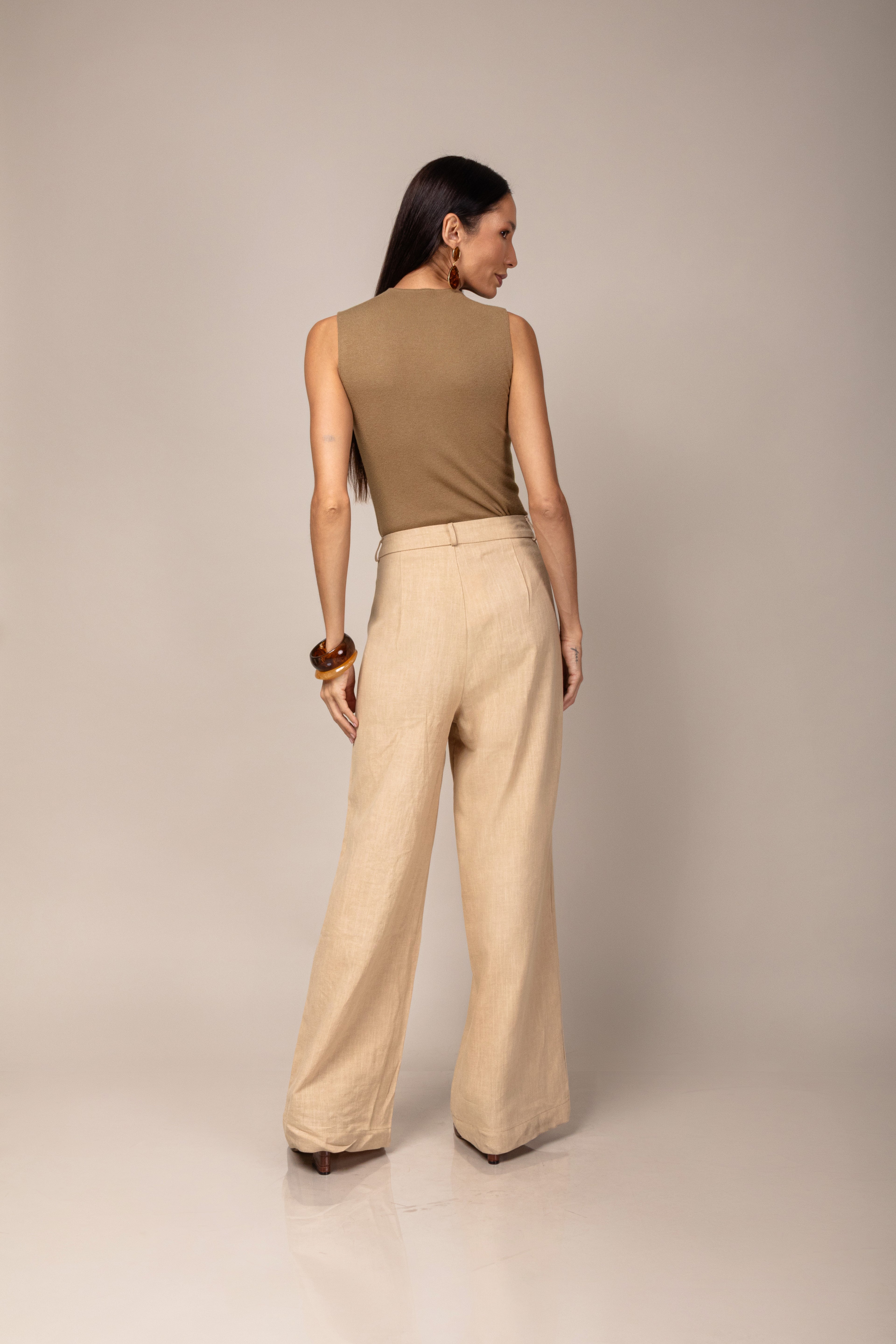 Calça pantalona de linho