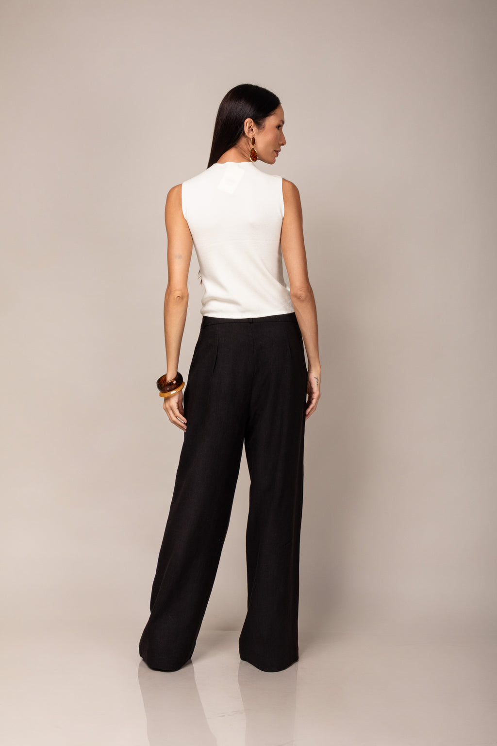 Calça pantalona de linho