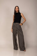 Calça pantalona de linho