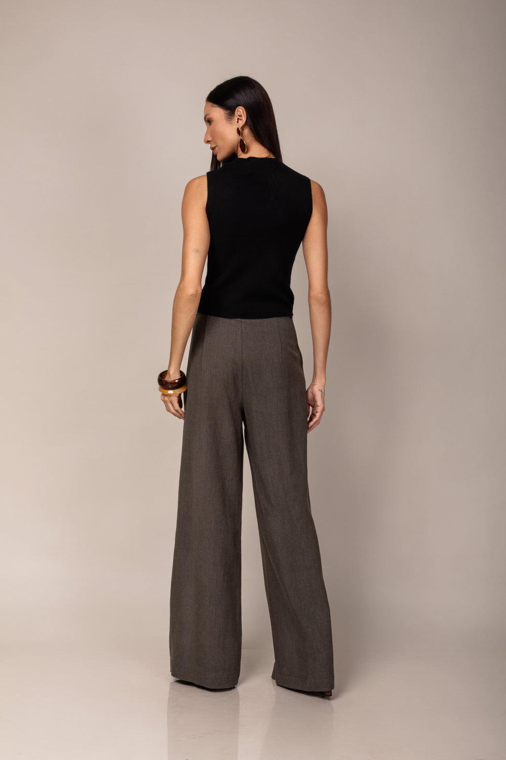 Calça pantalona de linho