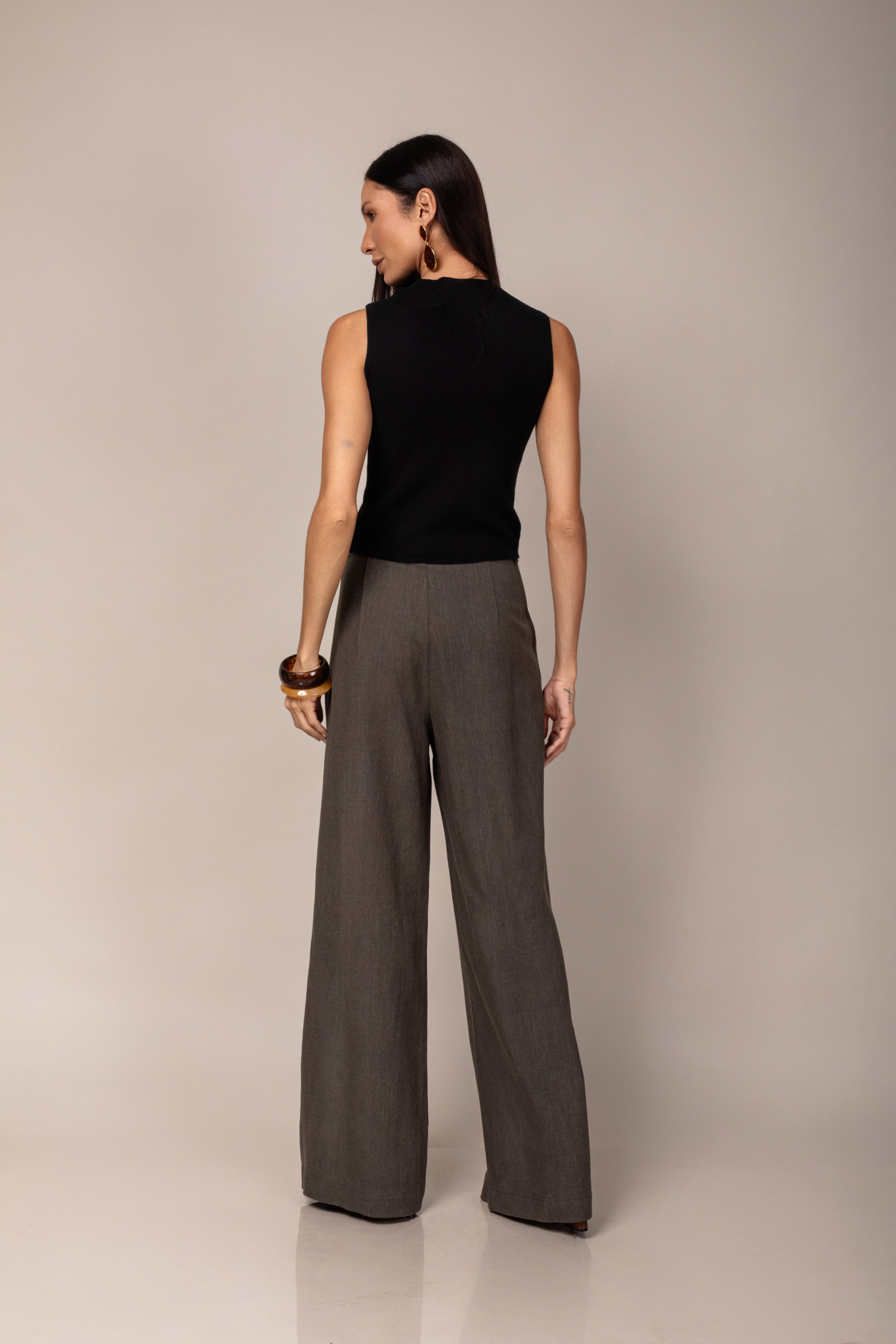 Calça pantalona de linho