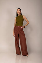 Calça pantalona de linho