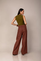 Calça pantalona de linho