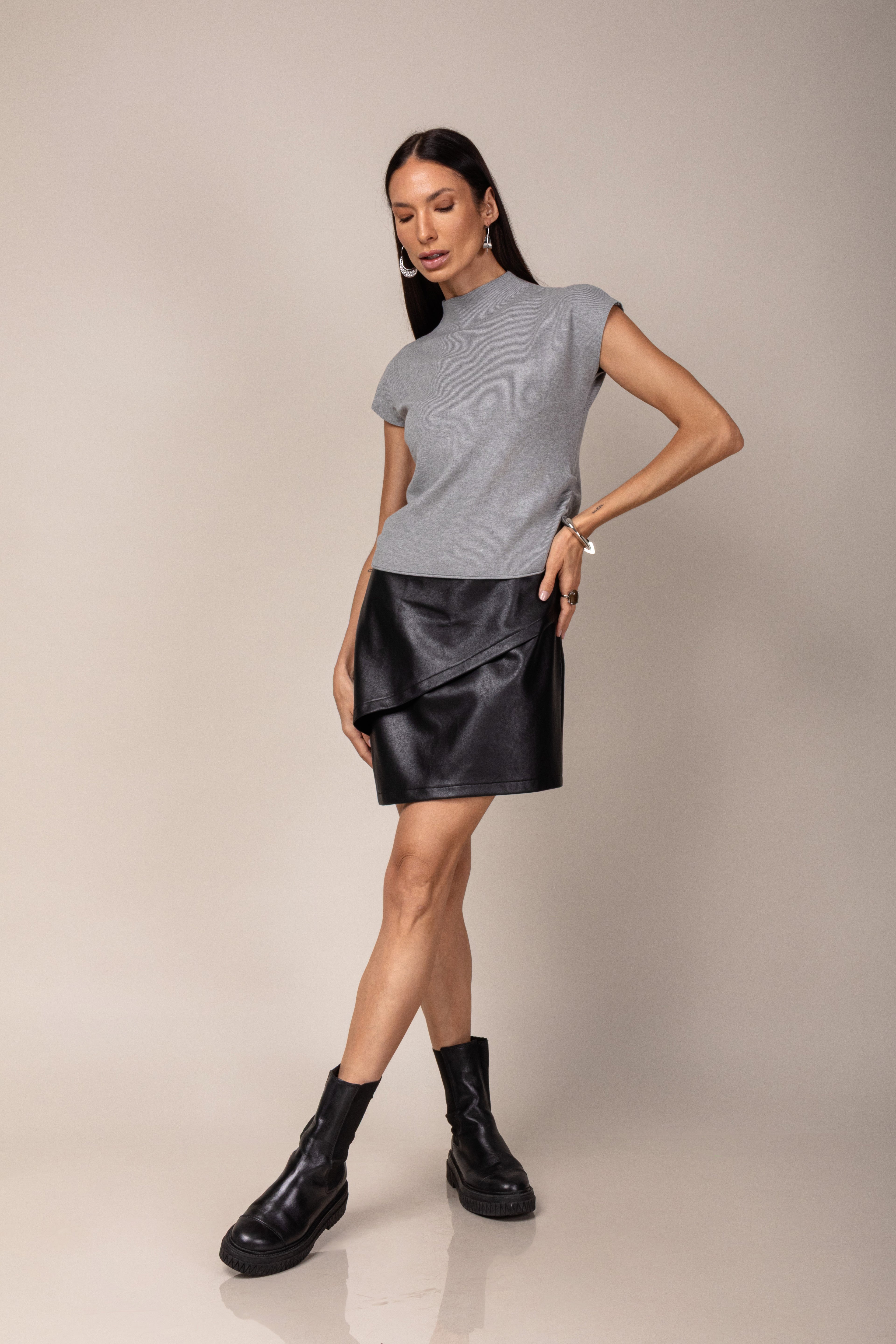 Blusa cashmere franzido lateral
