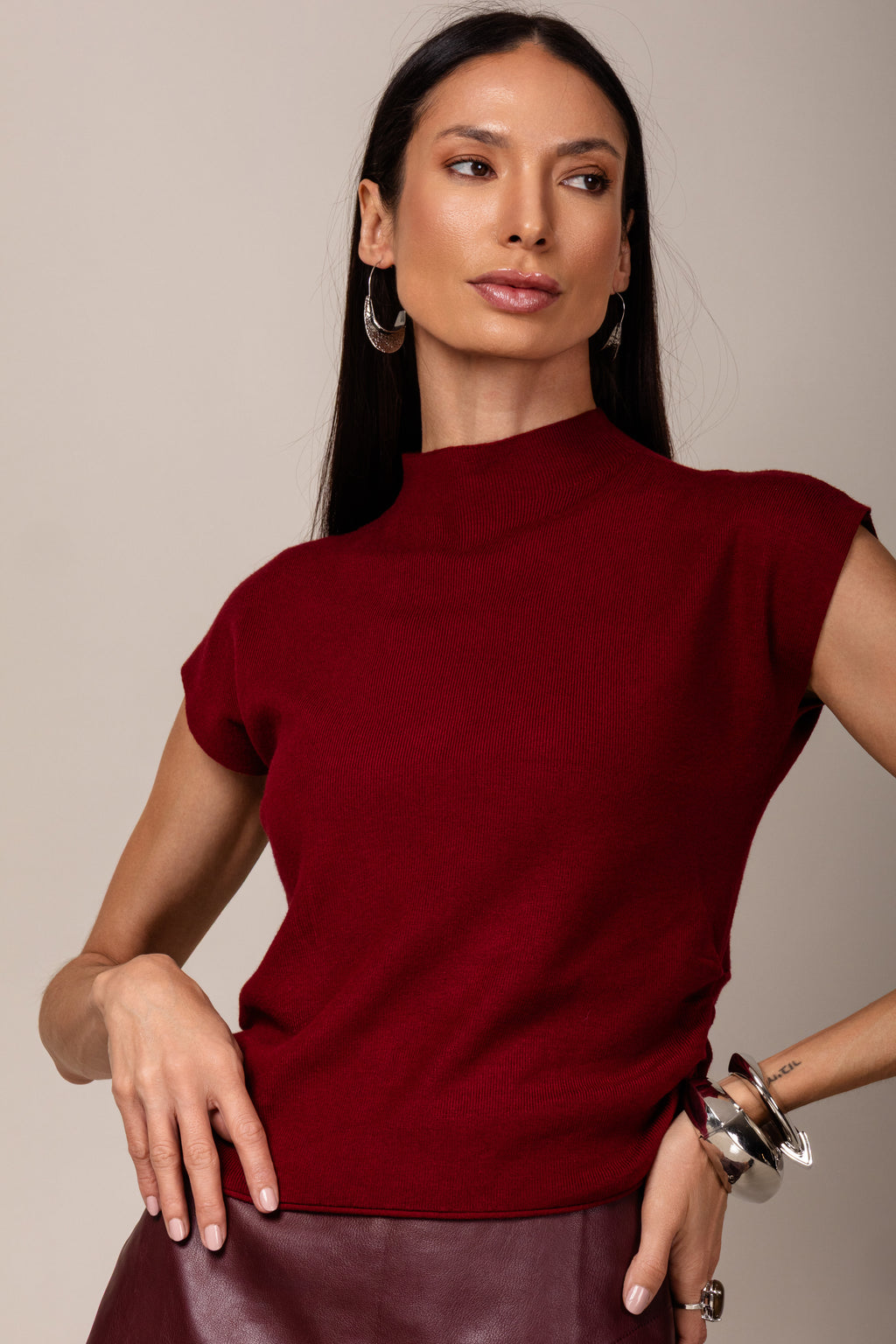 Blusa cashmere franzido lateral