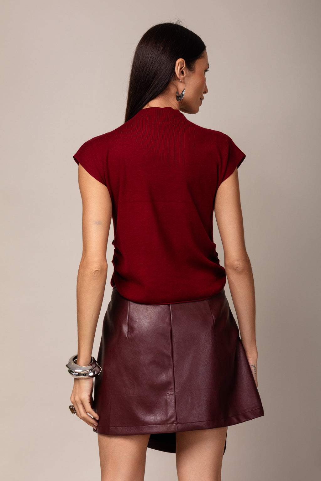 Blusa cashmere franzido lateral