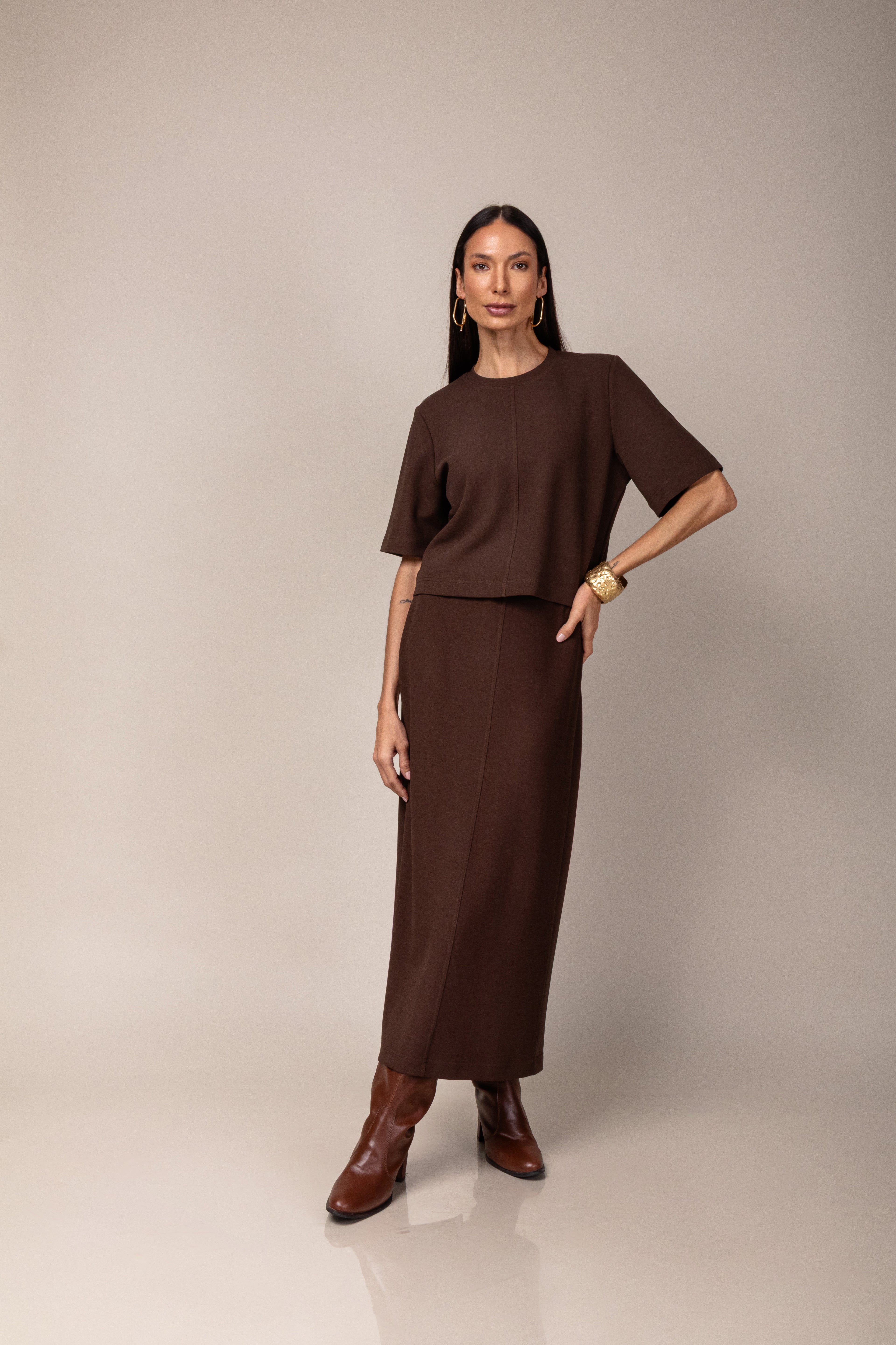 Conjunto de saia em malha