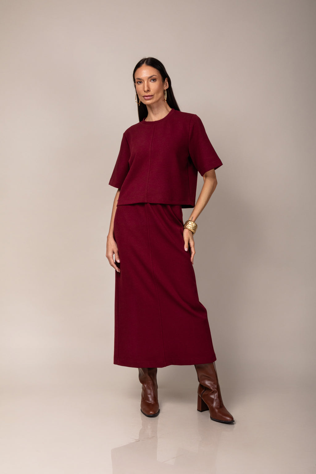 Conjunto de saia em malha