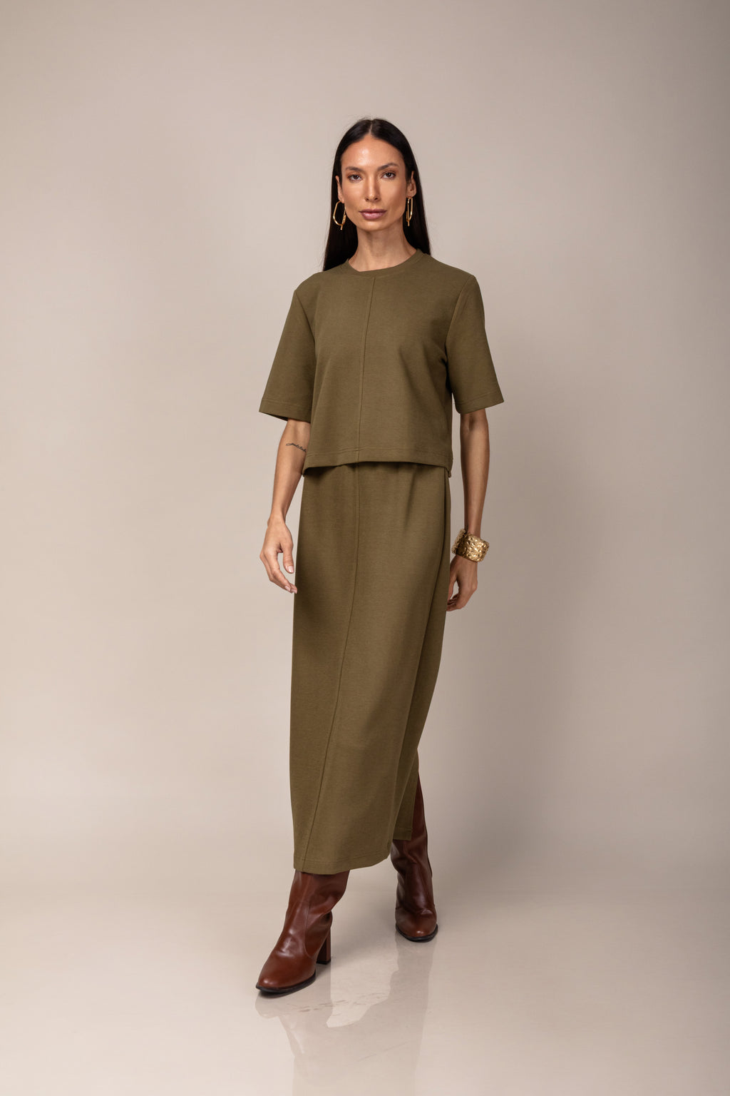 Conjunto de saia em malha