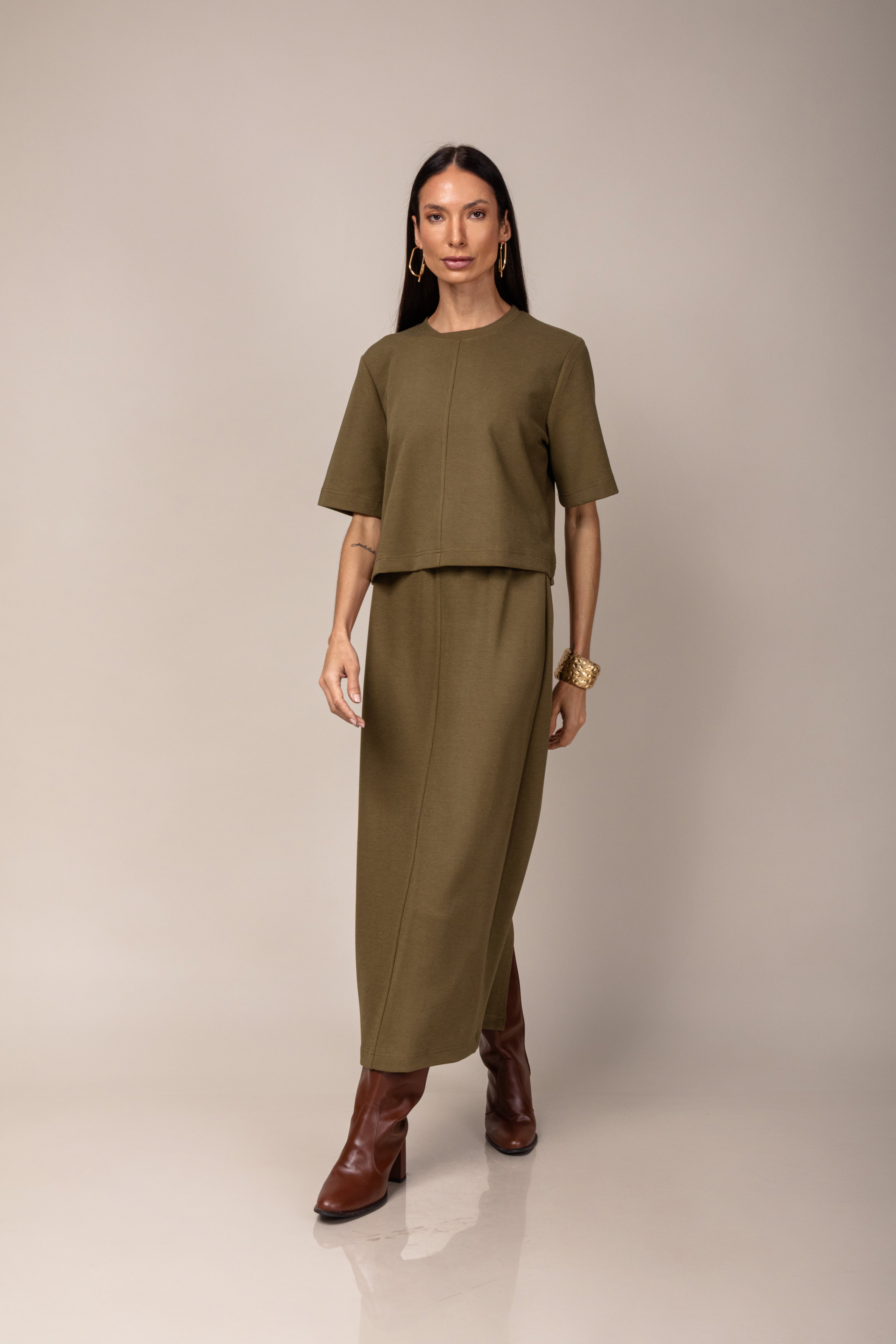 Conjunto de saia em malha