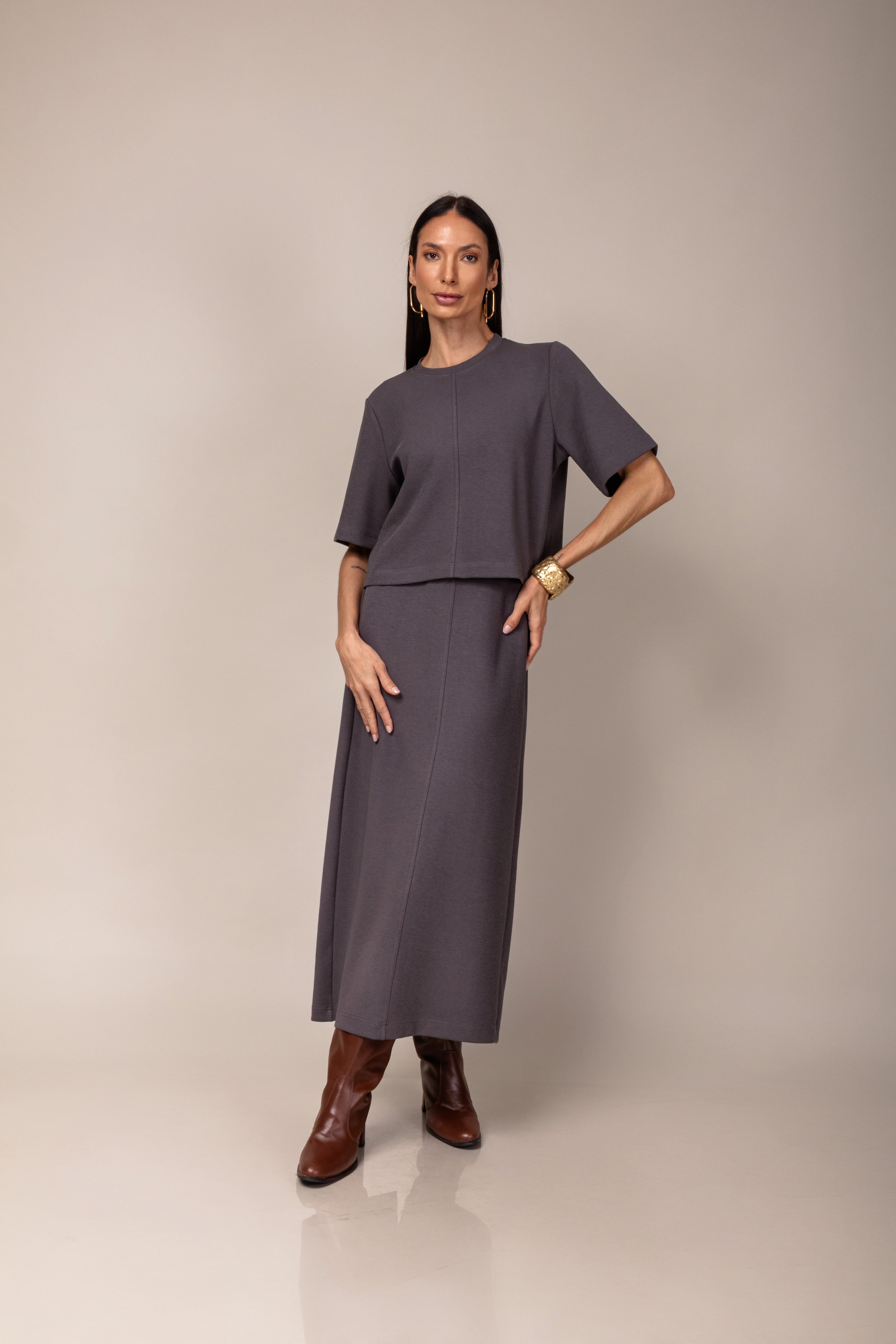 Conjunto de saia em malha