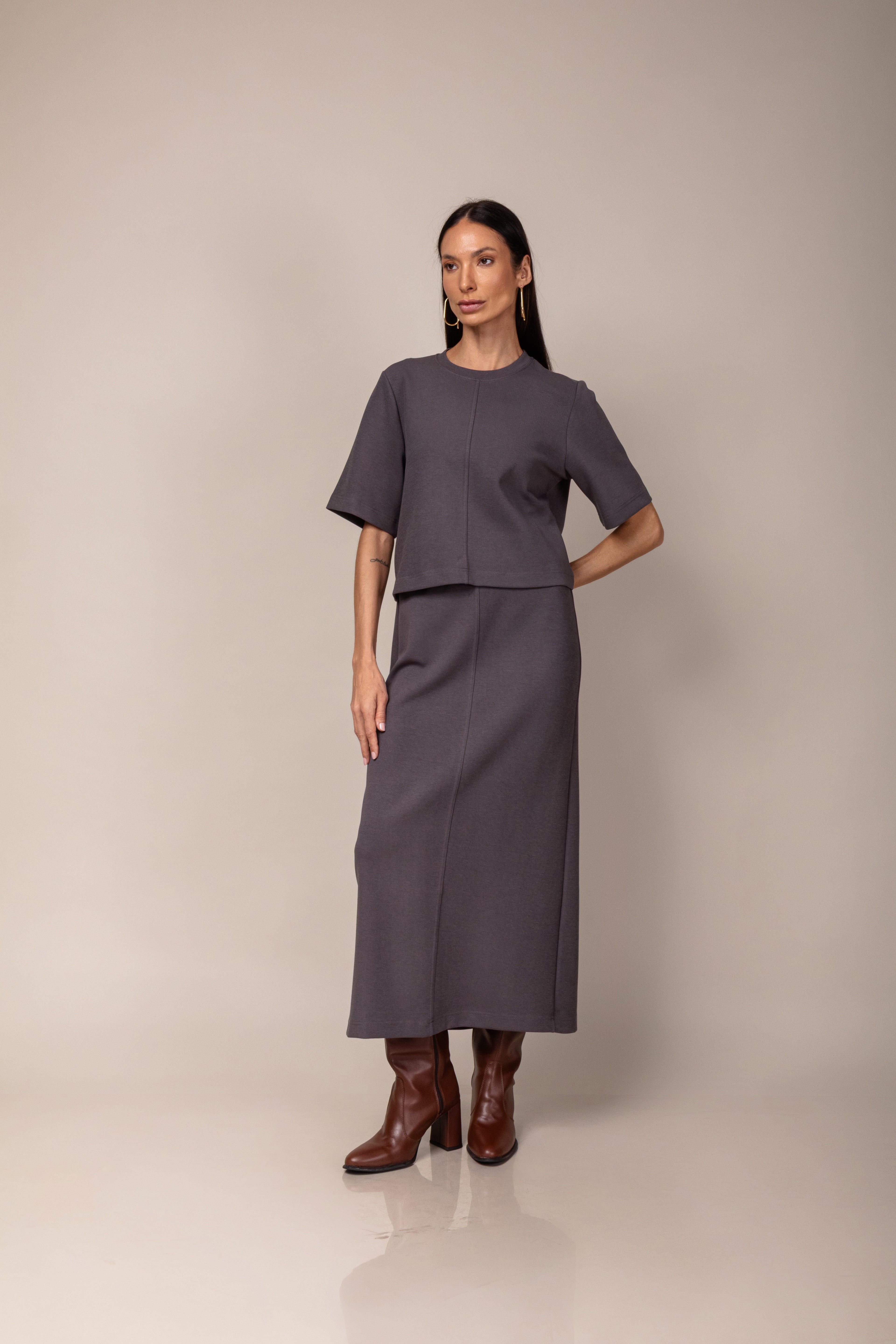 Conjunto de saia em malha