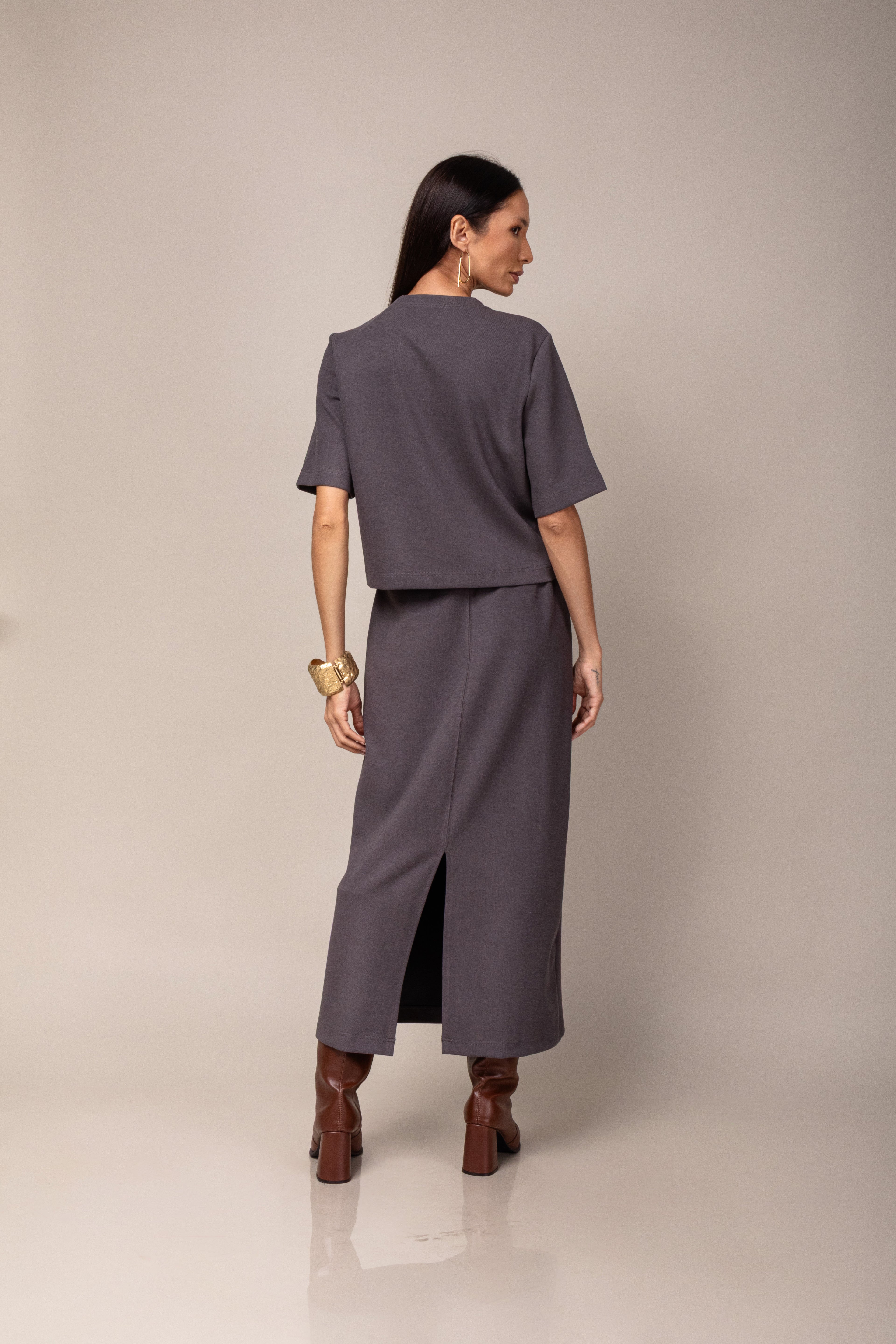 Conjunto de saia em malha