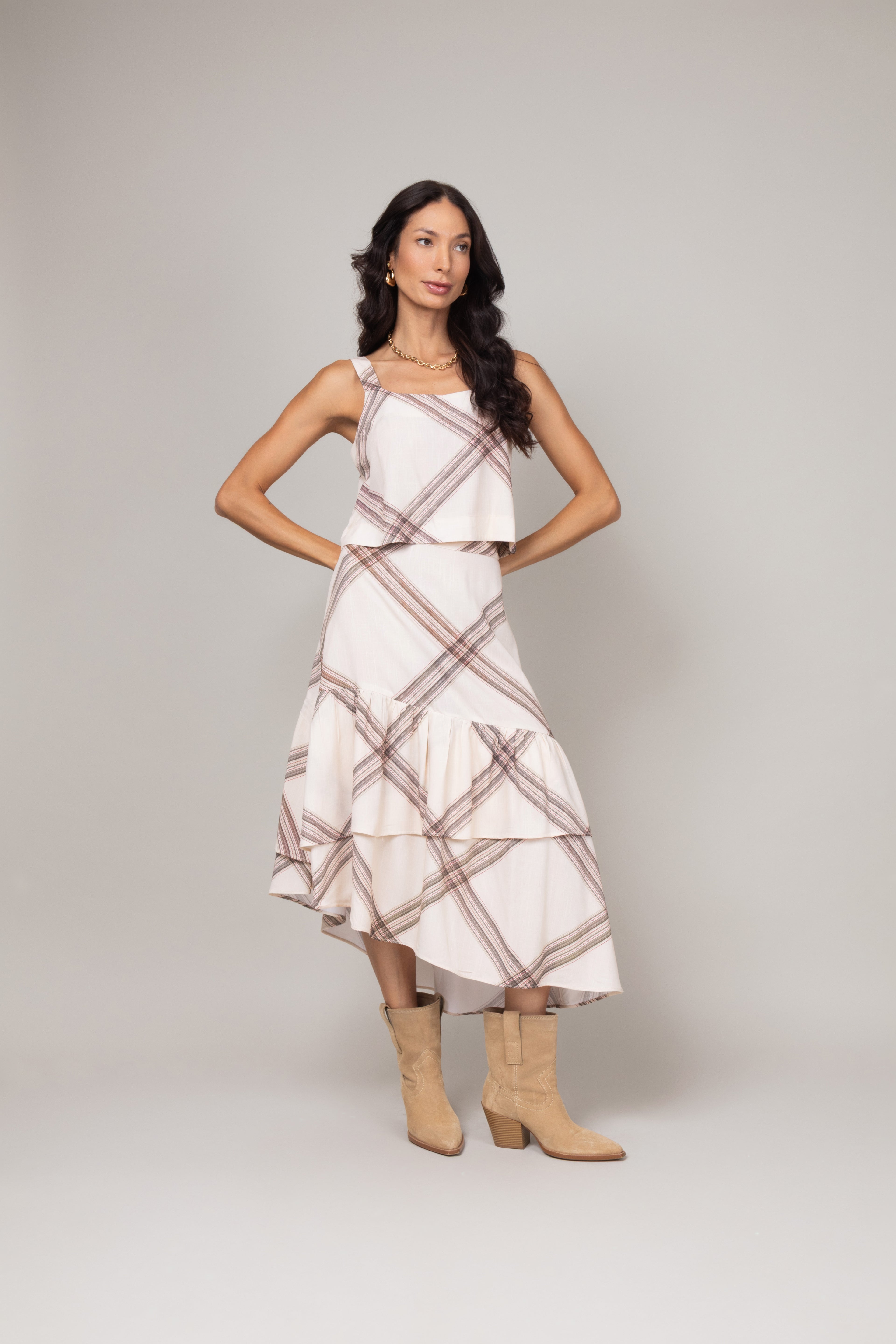 Conjunto com estampa xadrez