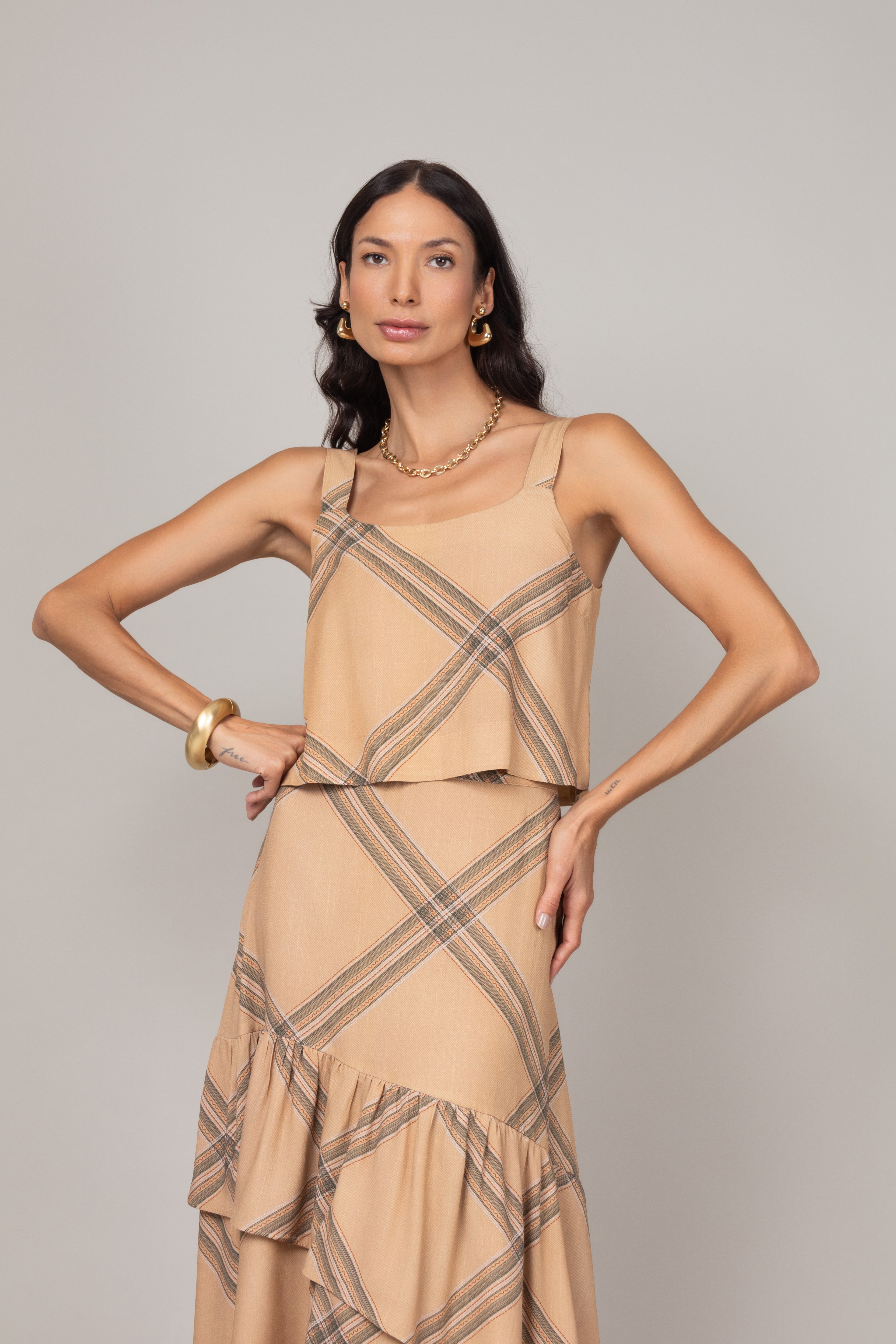Conjunto com estampa xadrez