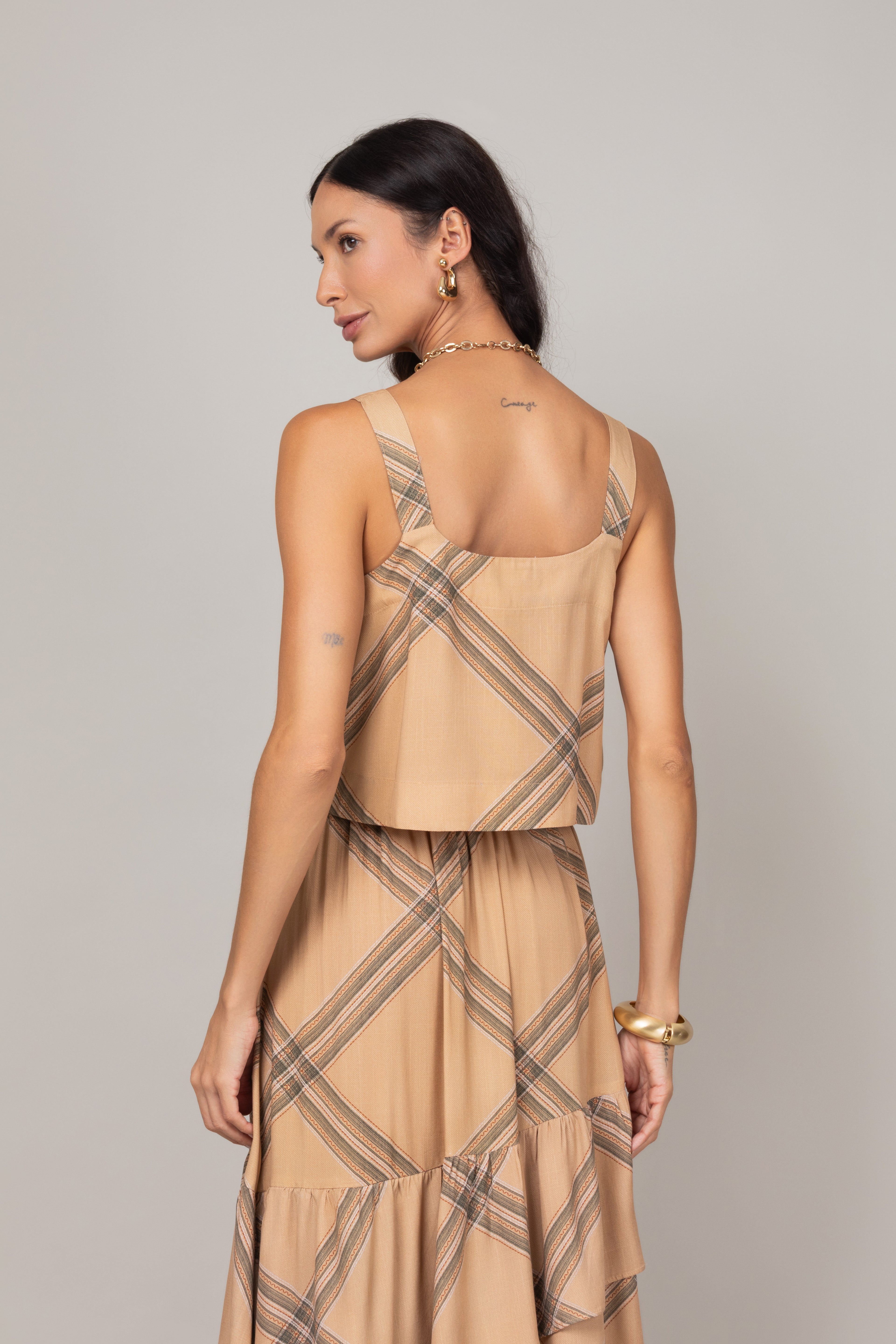 Conjunto com estampa xadrez