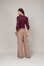 Calça pantalona elegante com cinto fino
