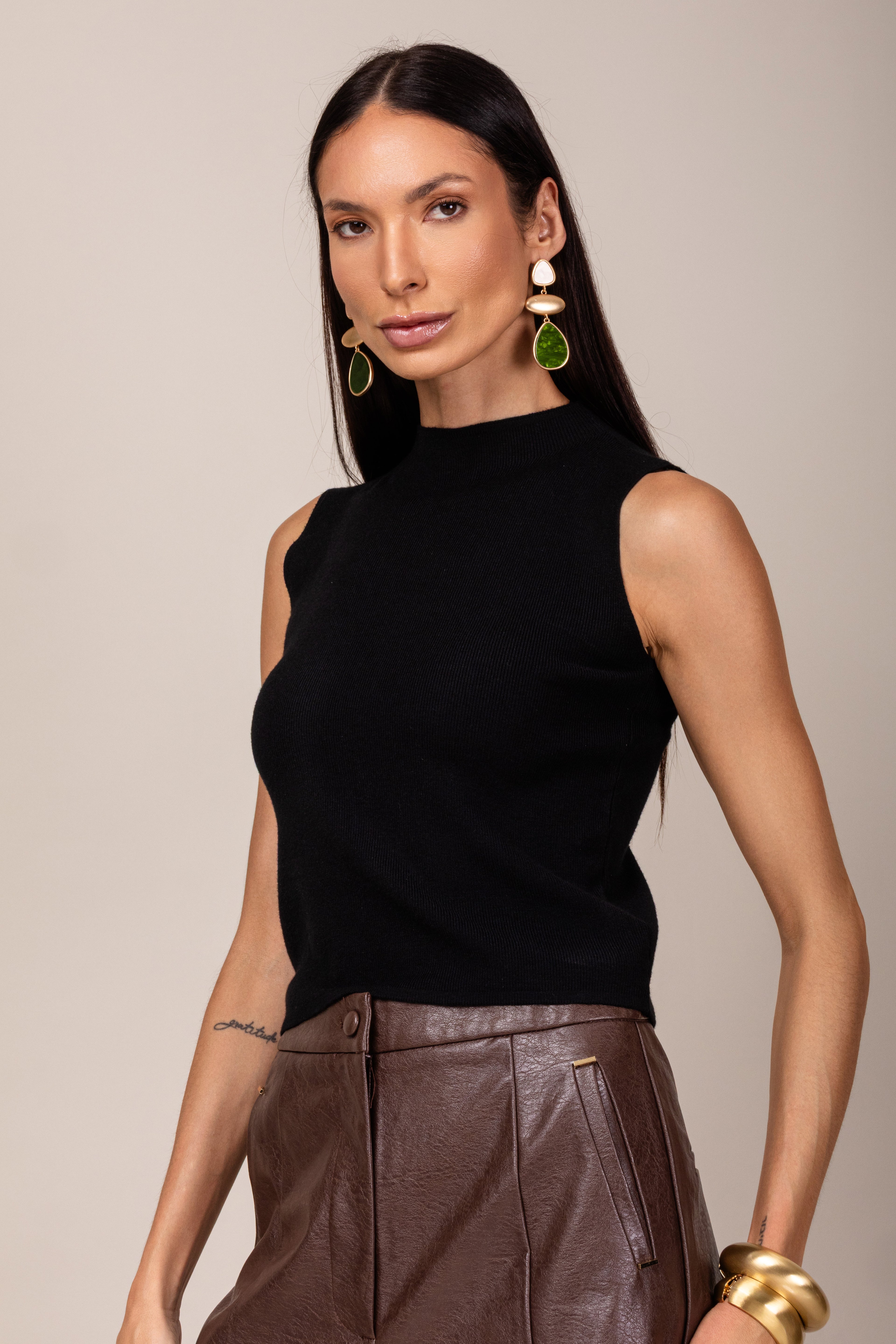 Blusa cashmere gola alta