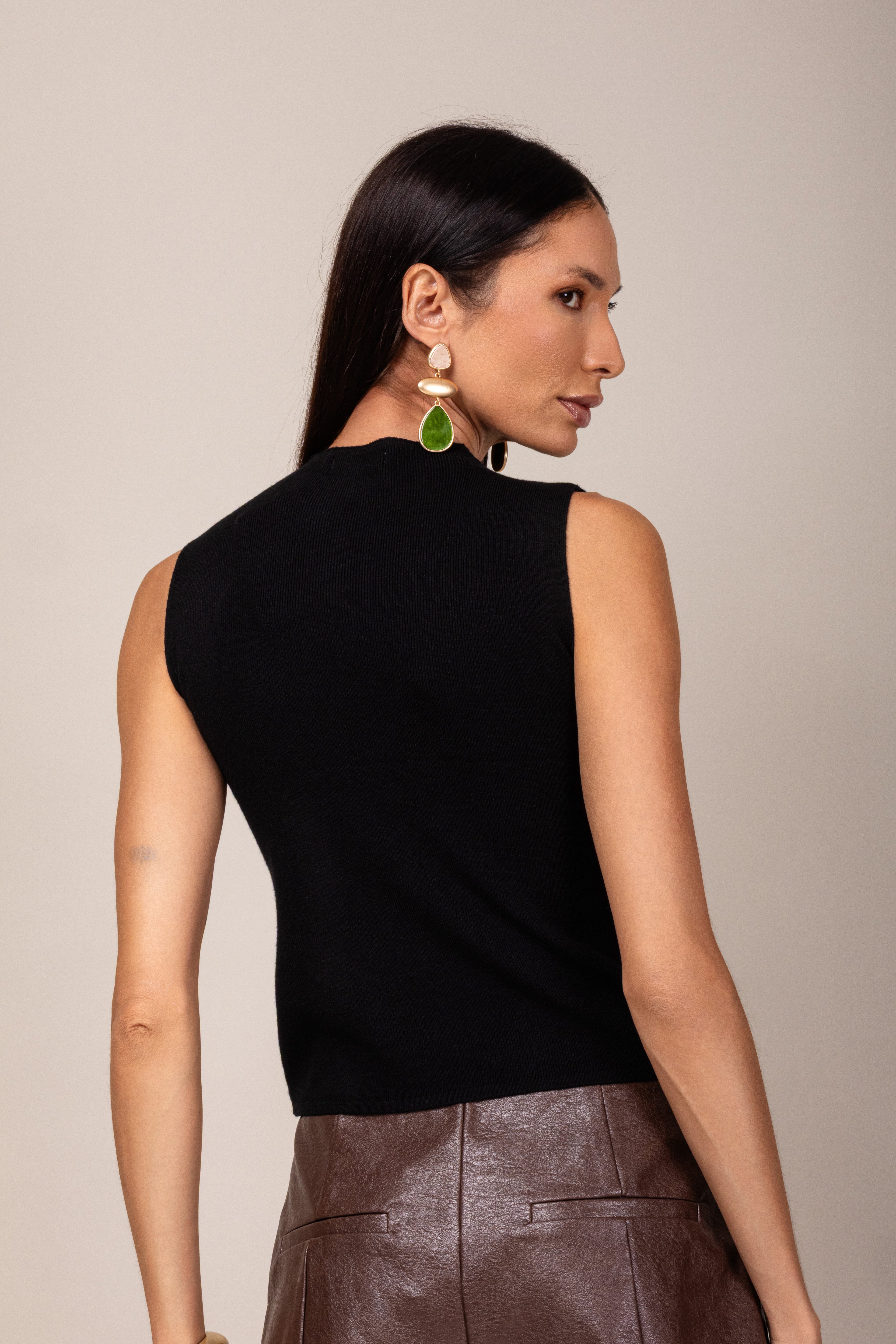 Blusa cashmere gola alta