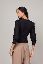 Blusa canelada de manga longa