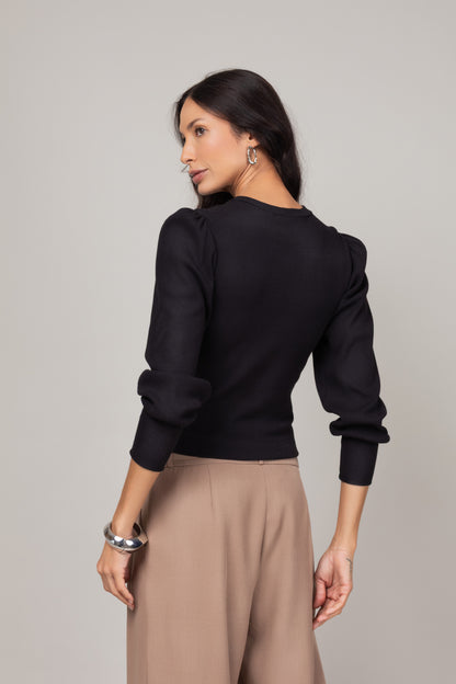 Blusa canelada de manga longa