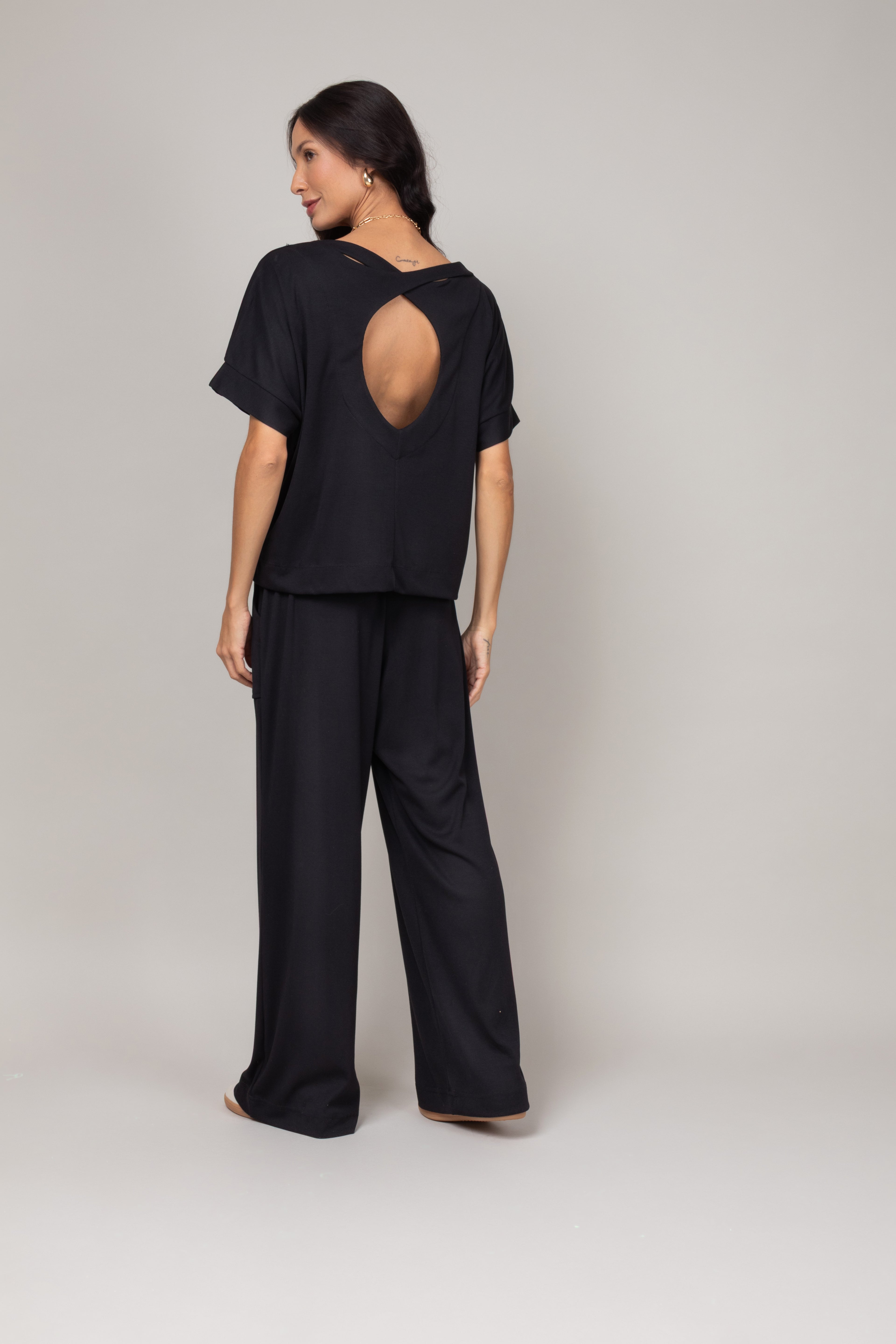 Conjunto de blusa e calça em malha