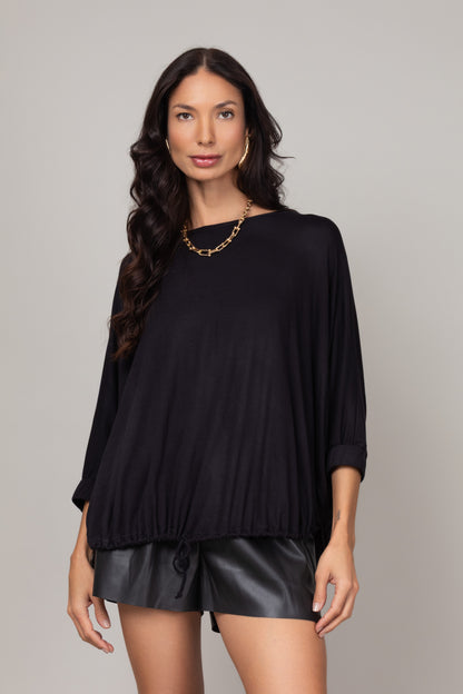 Blusa ampla com ajuste na barra