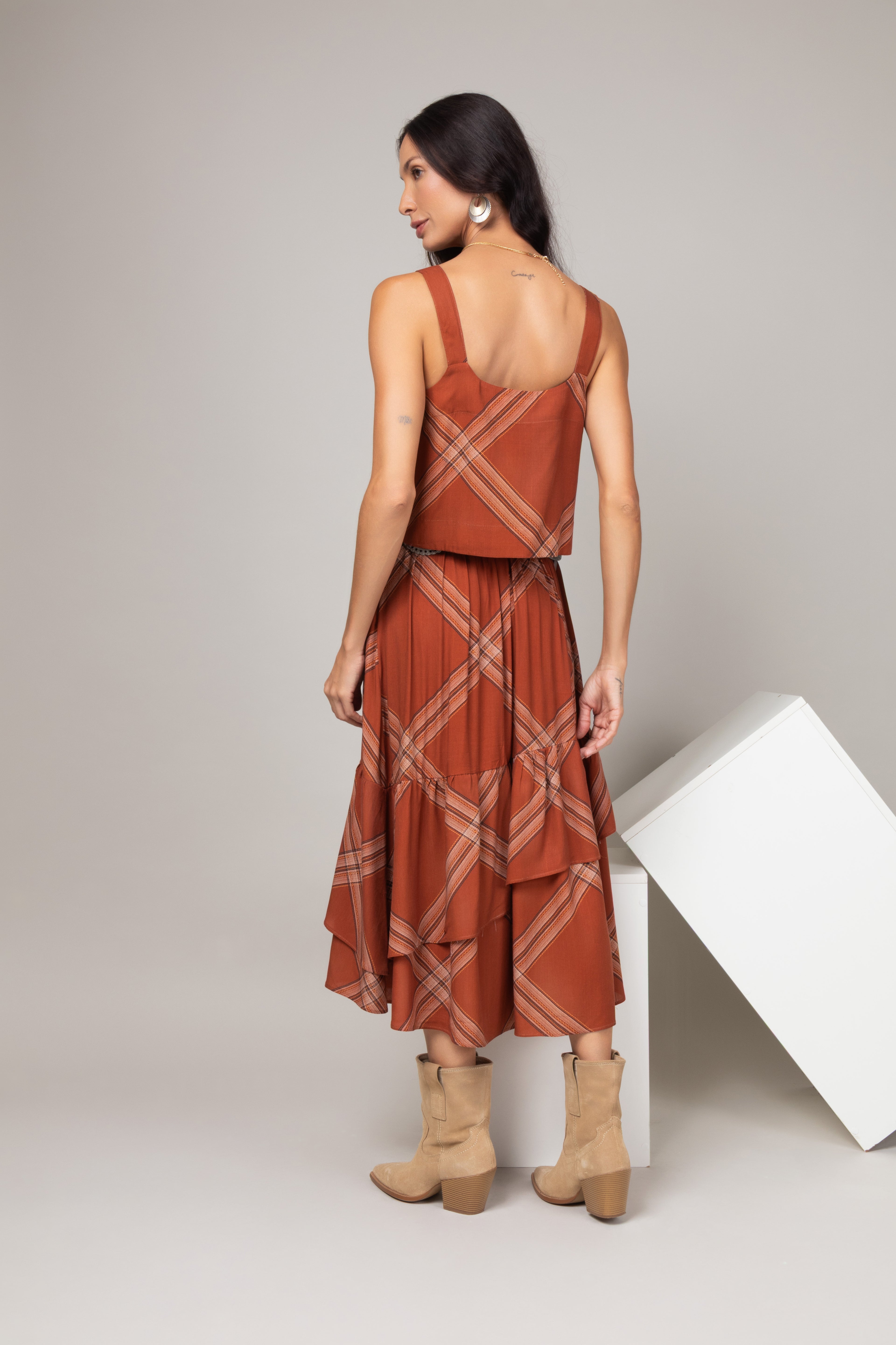 Conjunto com estampa xadrez