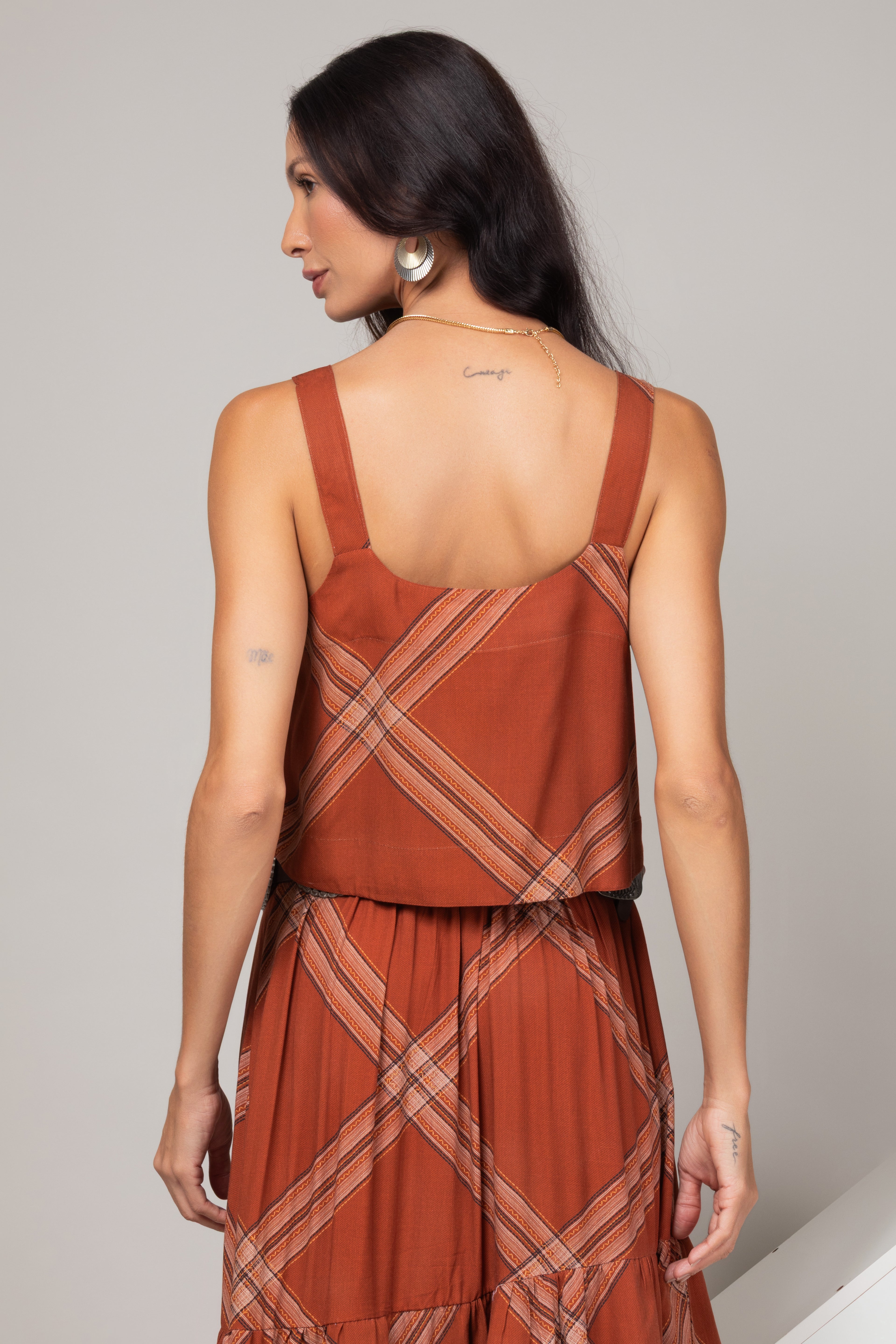Conjunto com estampa xadrez