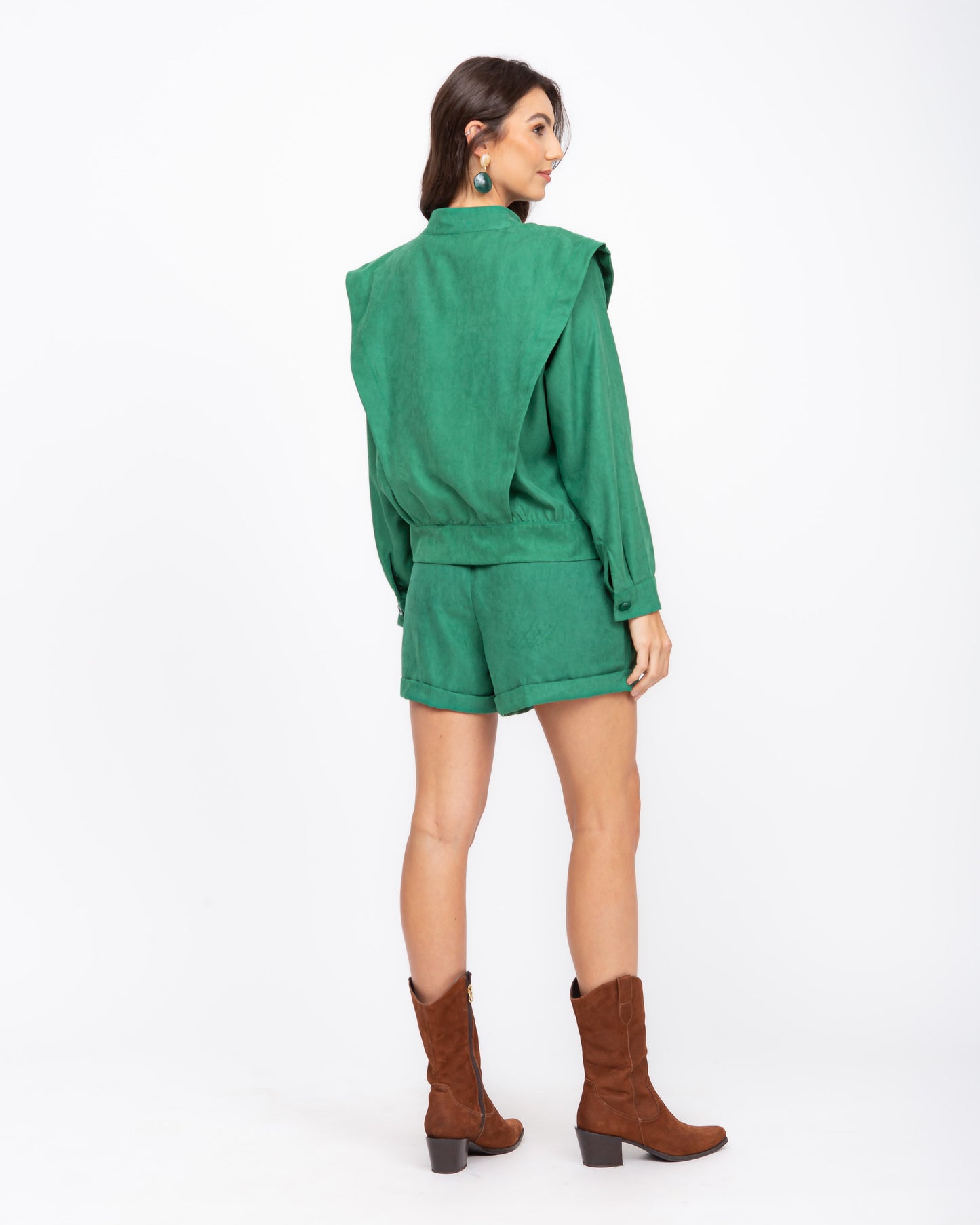 Conjunto com Shorts em cupro like verde