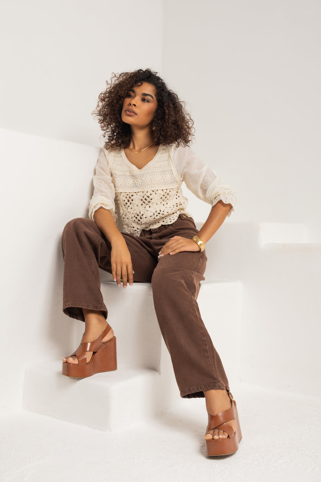 Calça boyfriend sarja