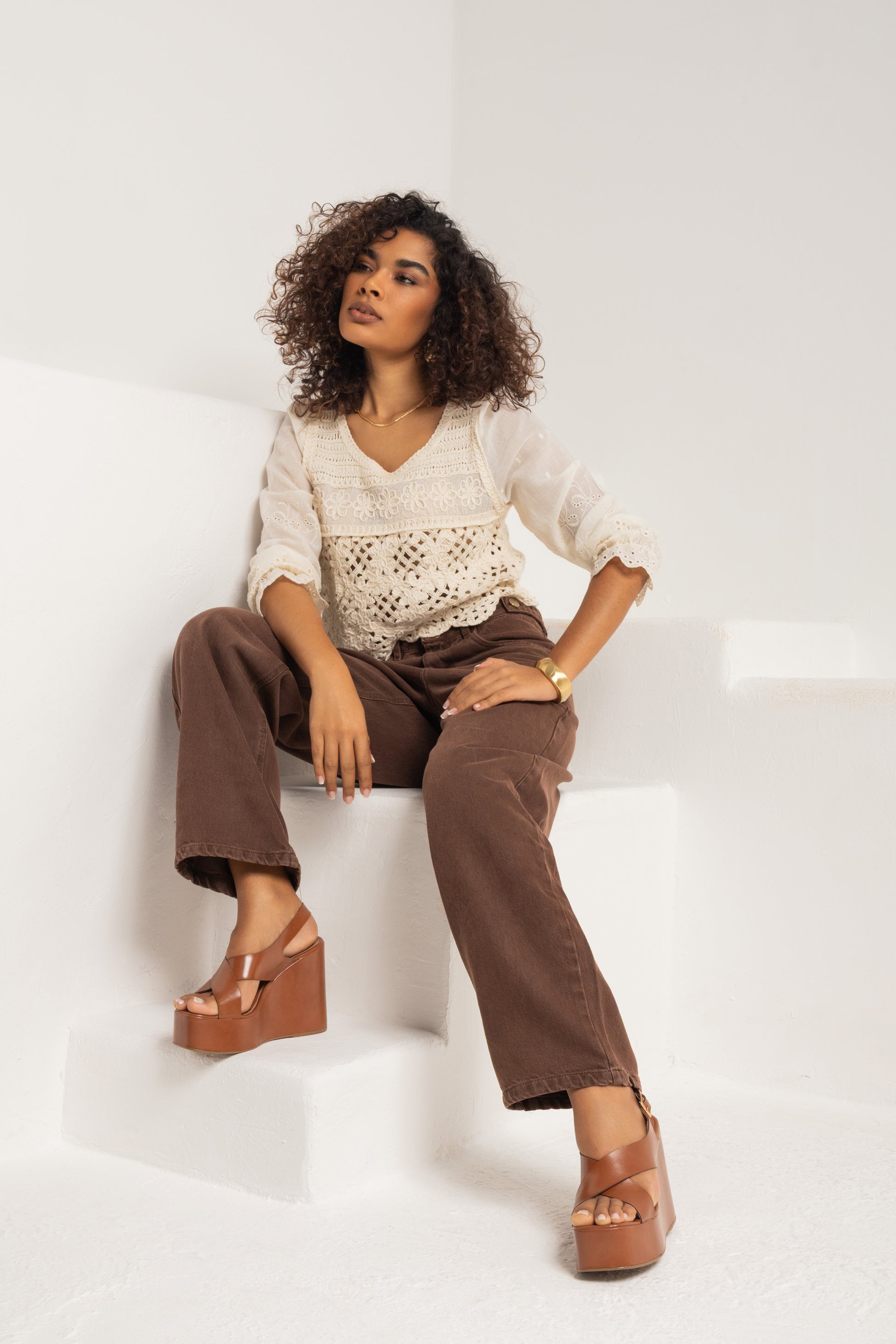 Calça boyfriend sarja