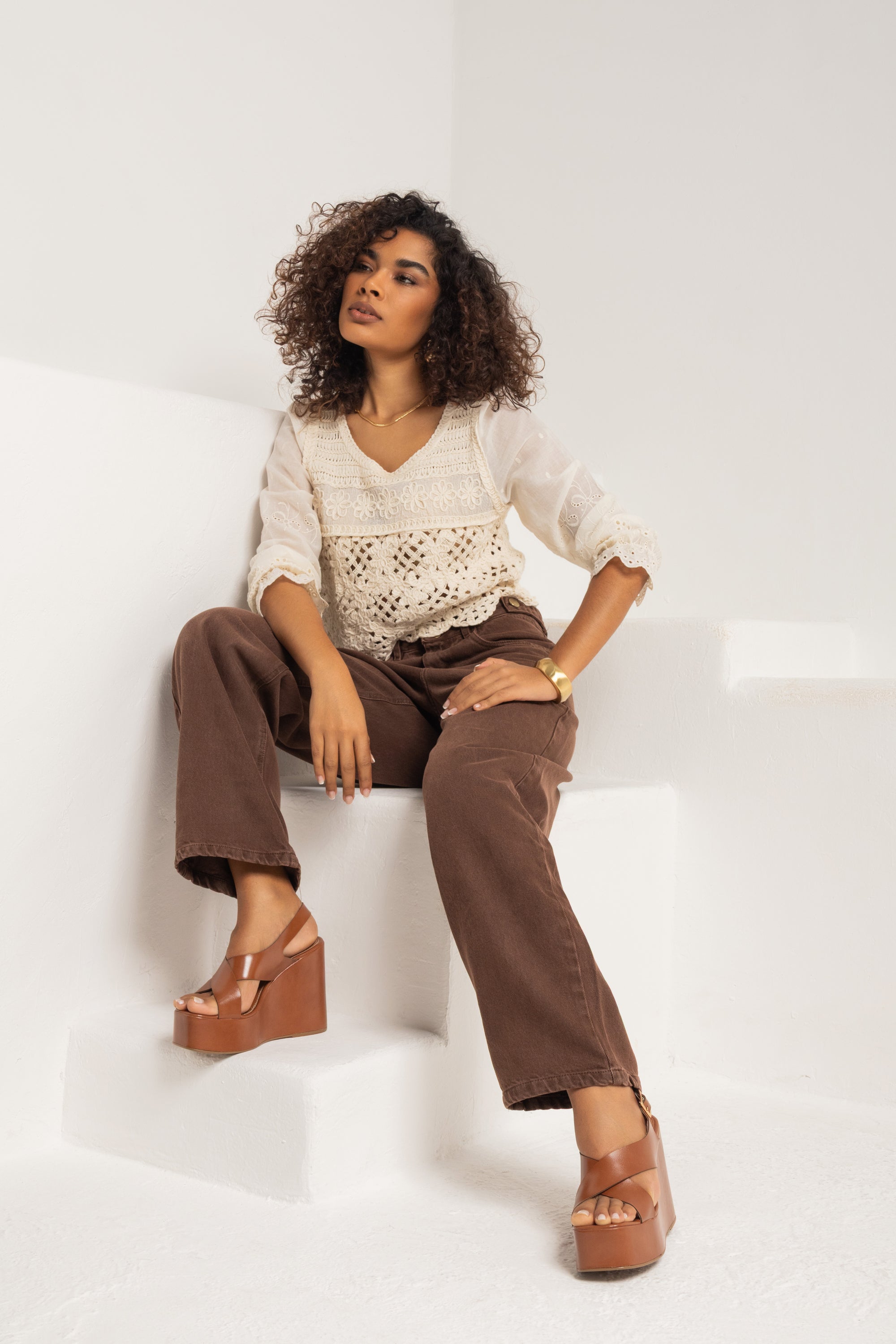 Calça boyfriend sarja