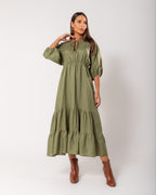 Vestido com babados maria em linho