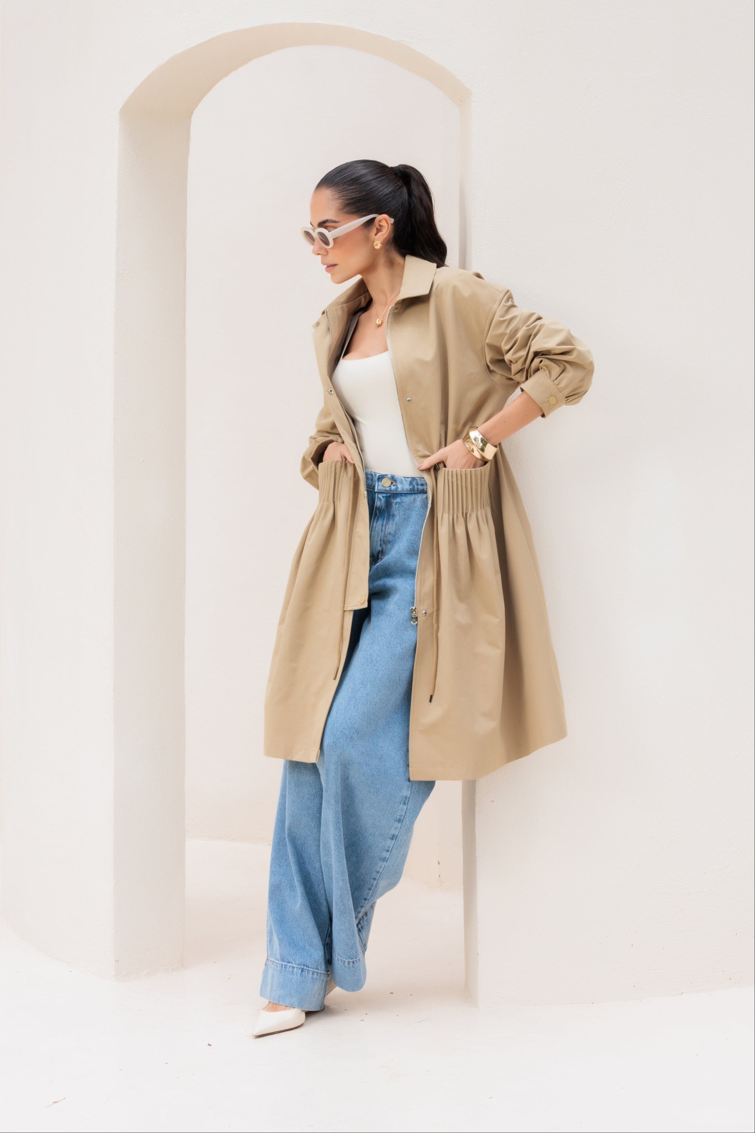Trench coat alongado