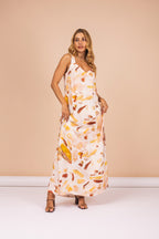 Vestido Longo com Estampa Abstrata