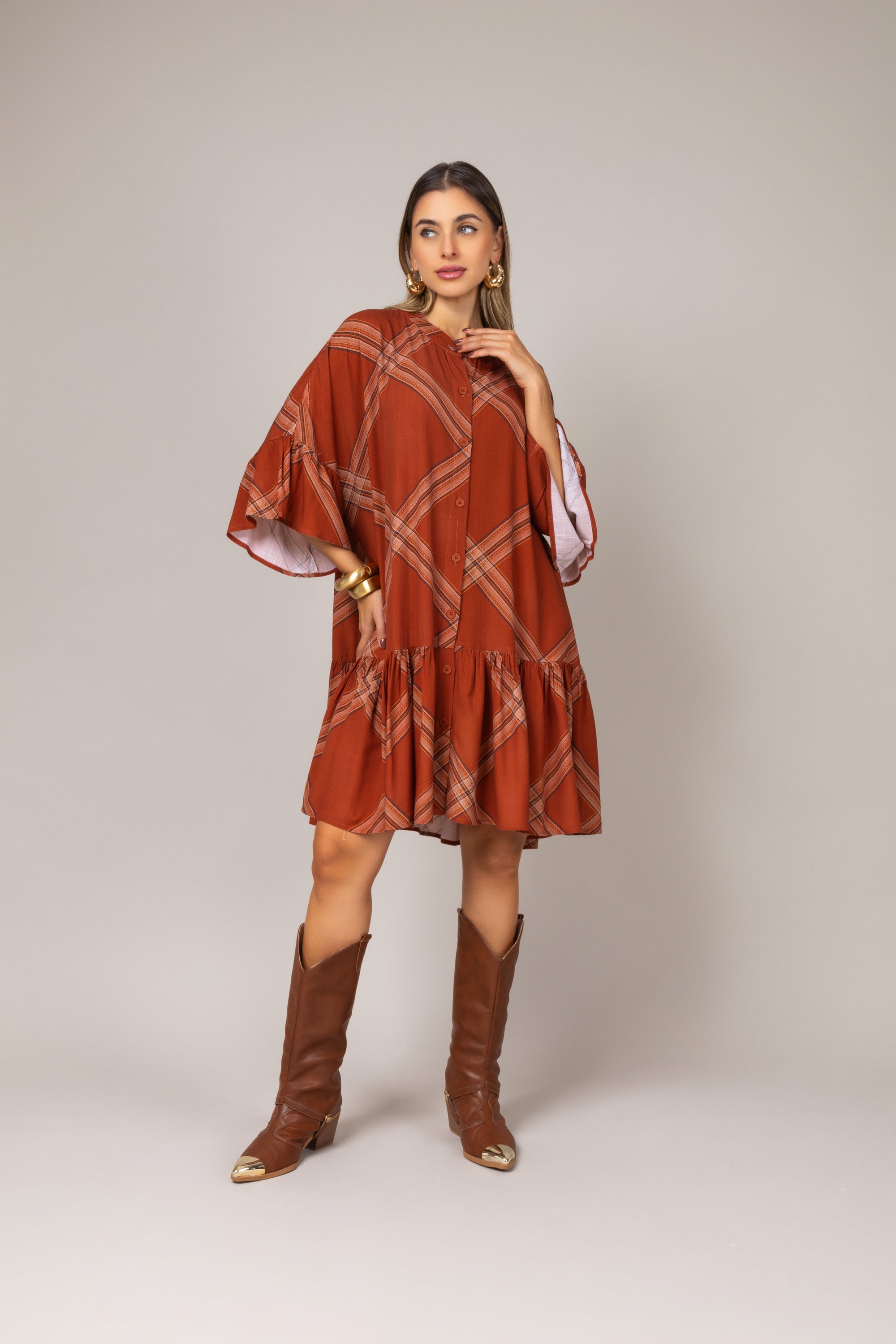 Vestido chemise xadrez