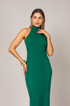 Vestido midi com gola