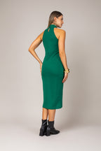 Vestido midi com gola