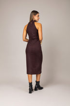 Vestido midi com gola